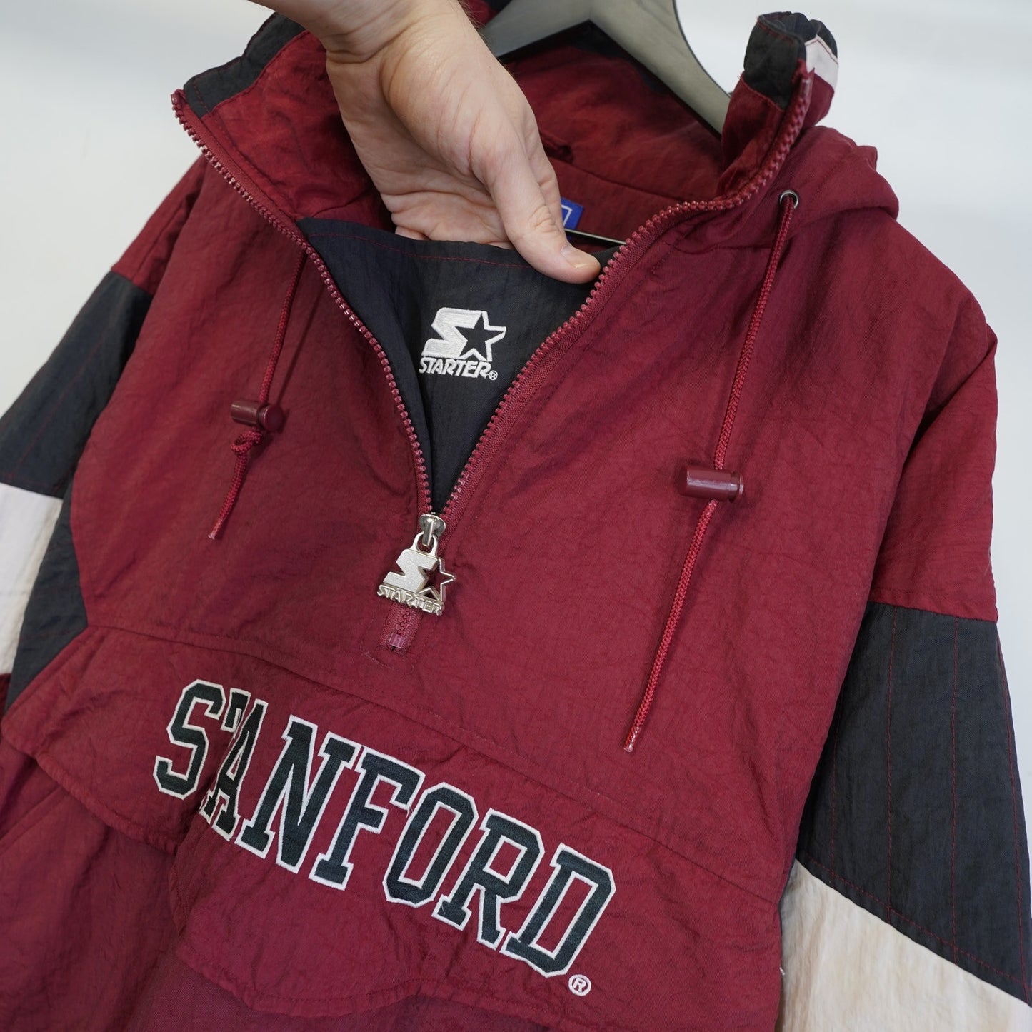 (XL) Vintage Stanford Cardinal Starter Puffer Jacket Men's XL Red 90s Pullover Retro