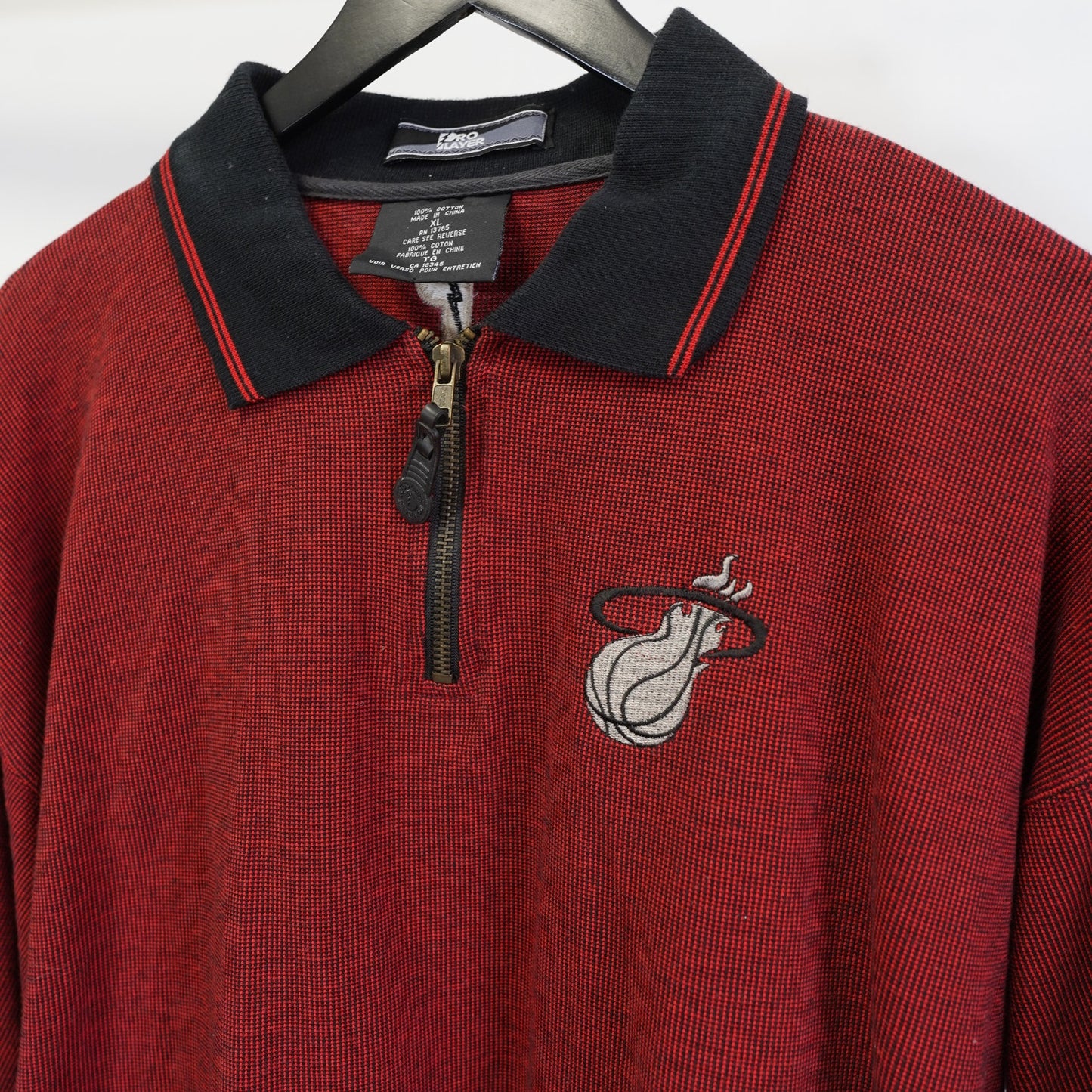 (XL) Vintage Miami Heat Pro Player Polo Shirt Men's XL Red NBA Retro 90s
