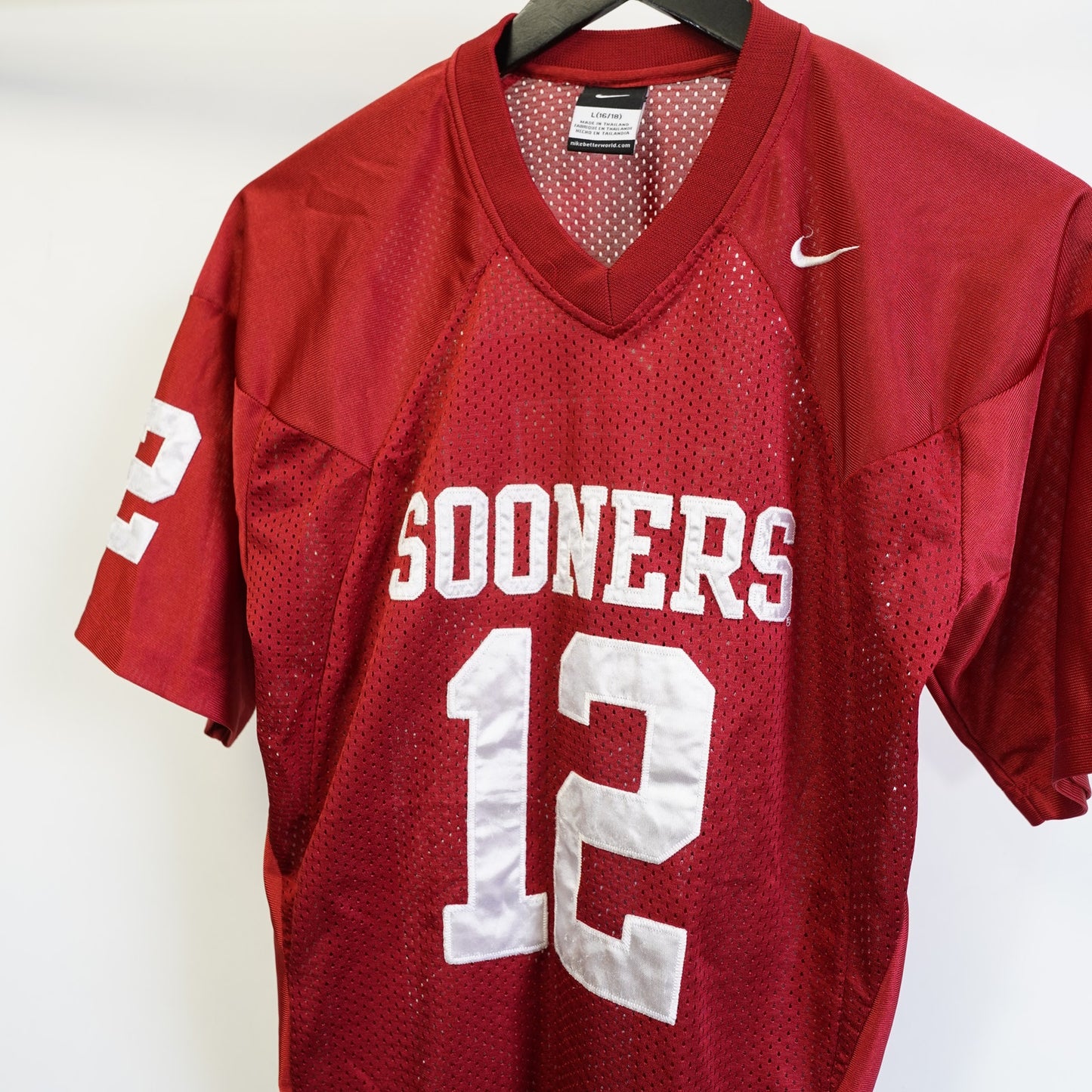 (Youth L) Oklahoma Sooners Nike Embroidered Football Jersey Kids Youth Large Red OU