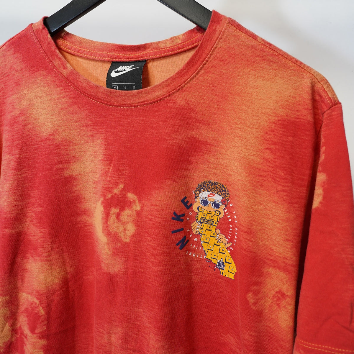 (XL) Nike Sole Cal Tie Dye Sneaker T-Shirt Men's XL Red Orange Y2K Retro California