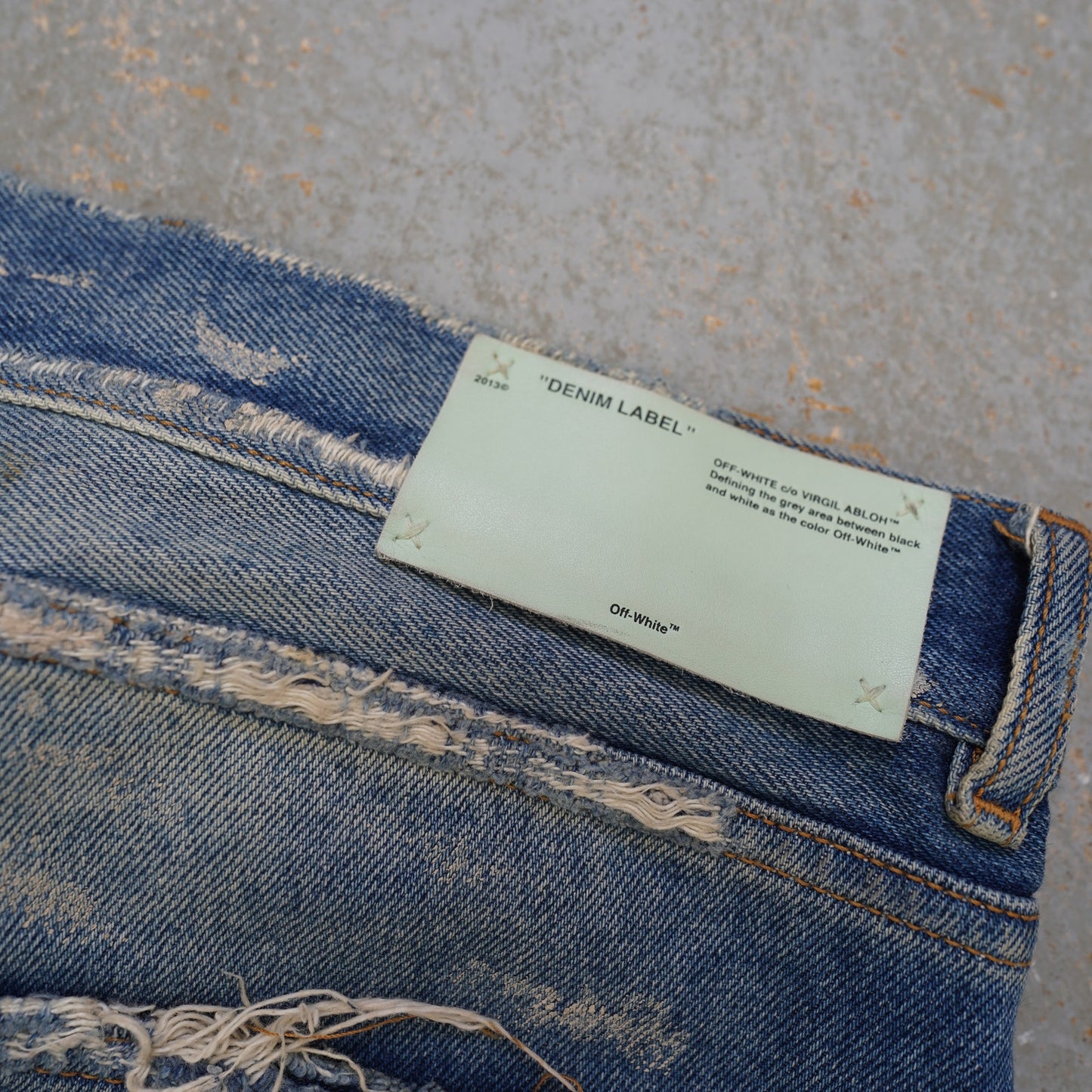 (34x32) Off-White Virgil Abloh Distressed Denim Blue Jeans Slim Fit Men's 34x32 Italian