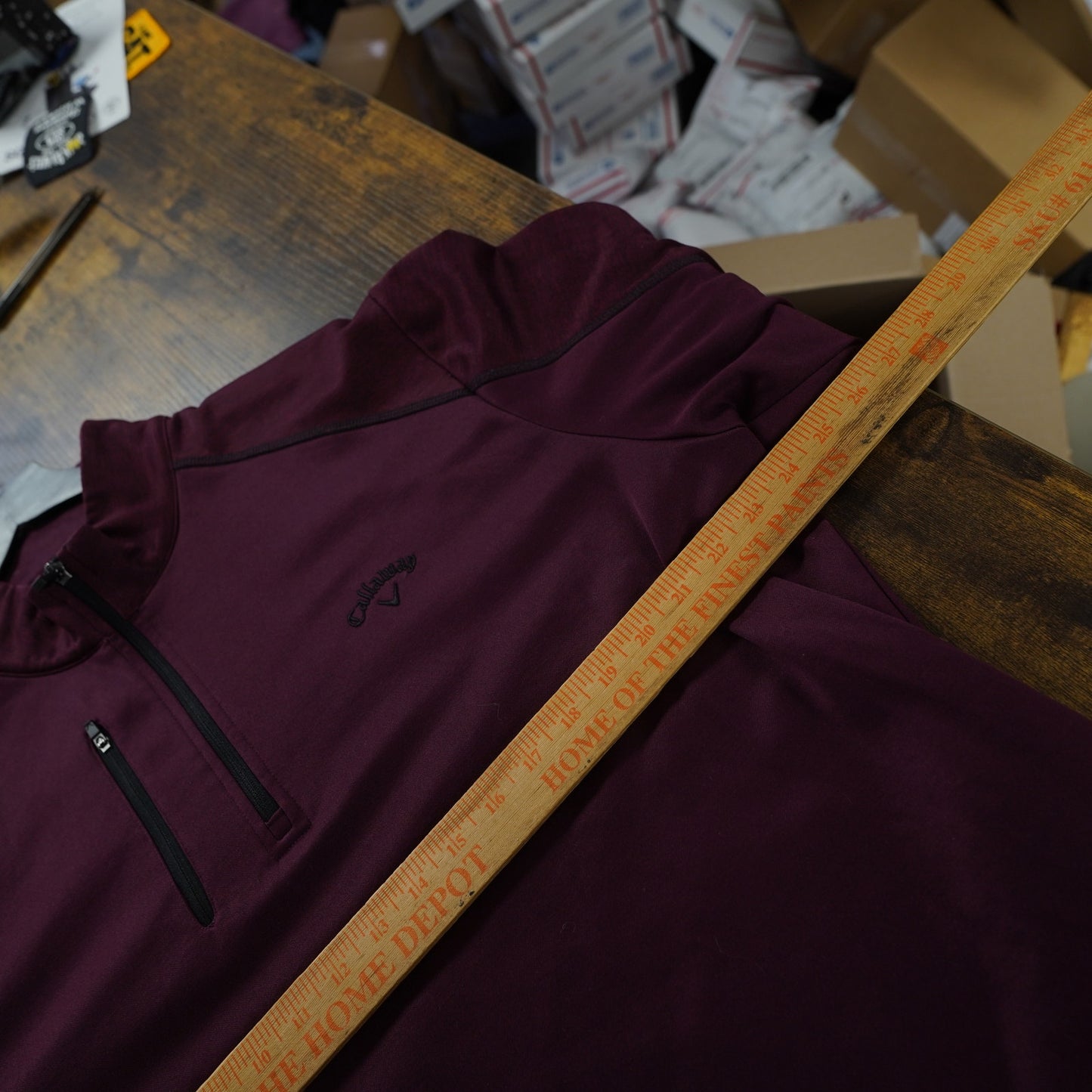 (L) Callaway Golf 1/4 Zip Pullover Performance Athletic Sweater Jacket Maroon