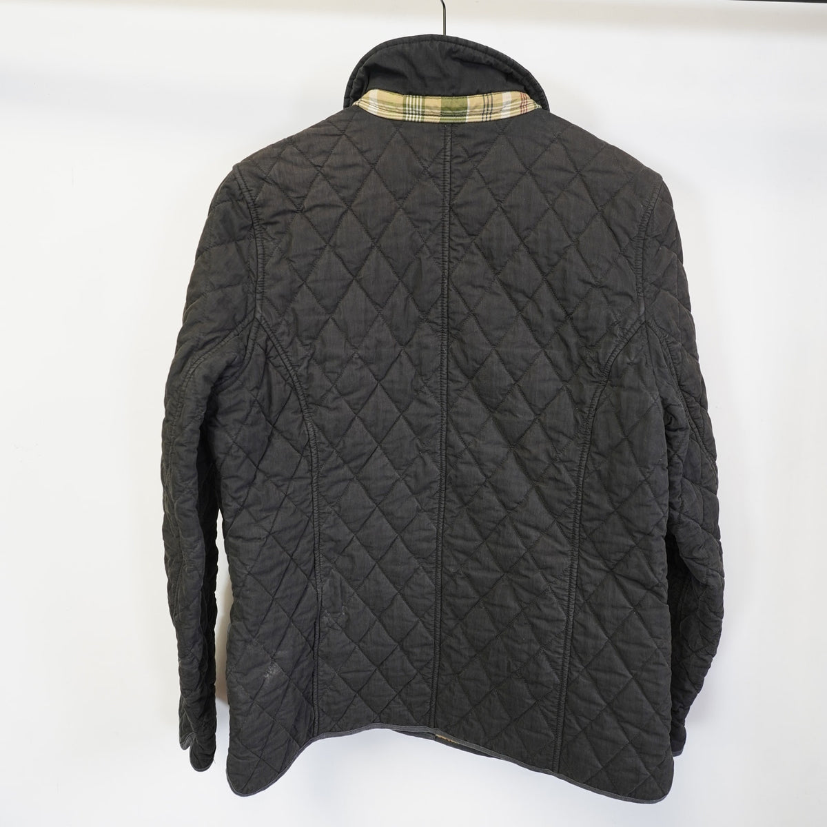 (M) L.L. Bean Diamond-Quilted Jacket Blanket Lined Plaid Women's M Black Preppy