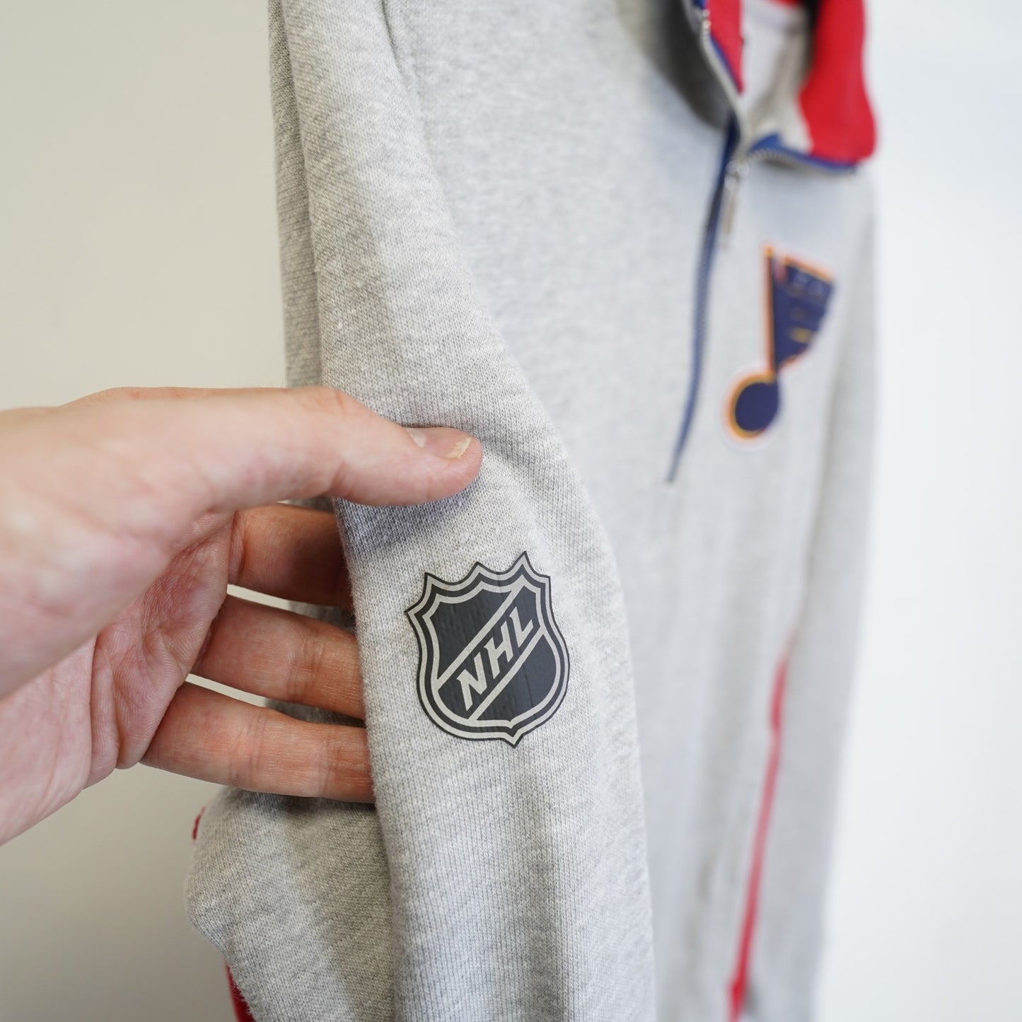 (S) St. Louis Blue Fanatics Hockey Embroidered 1/4 Zip Pullover Jacket Men's S Gray