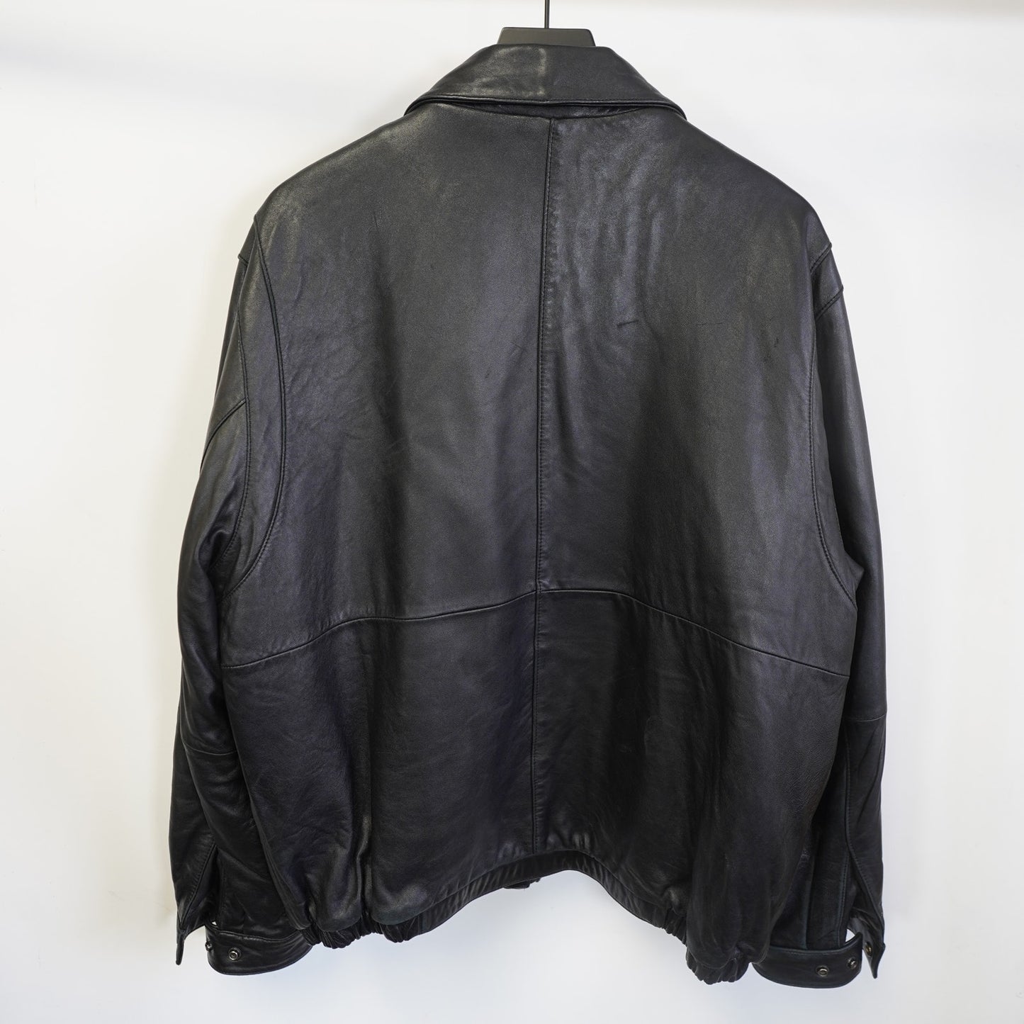Vintage Claiborne Black Lambskin Leather Bomber Jacket Men's L Premium Soft