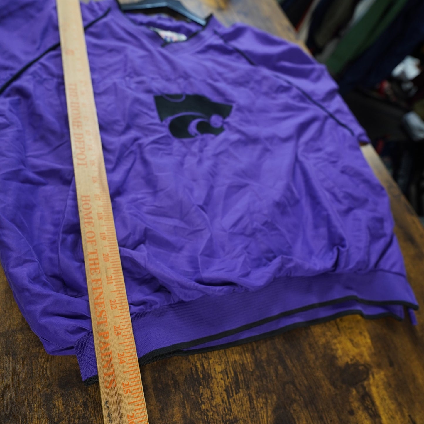 (L) Vintage Kansas State Wildcats Sewn Pullover Windbreaker Men's L Purple Jacket