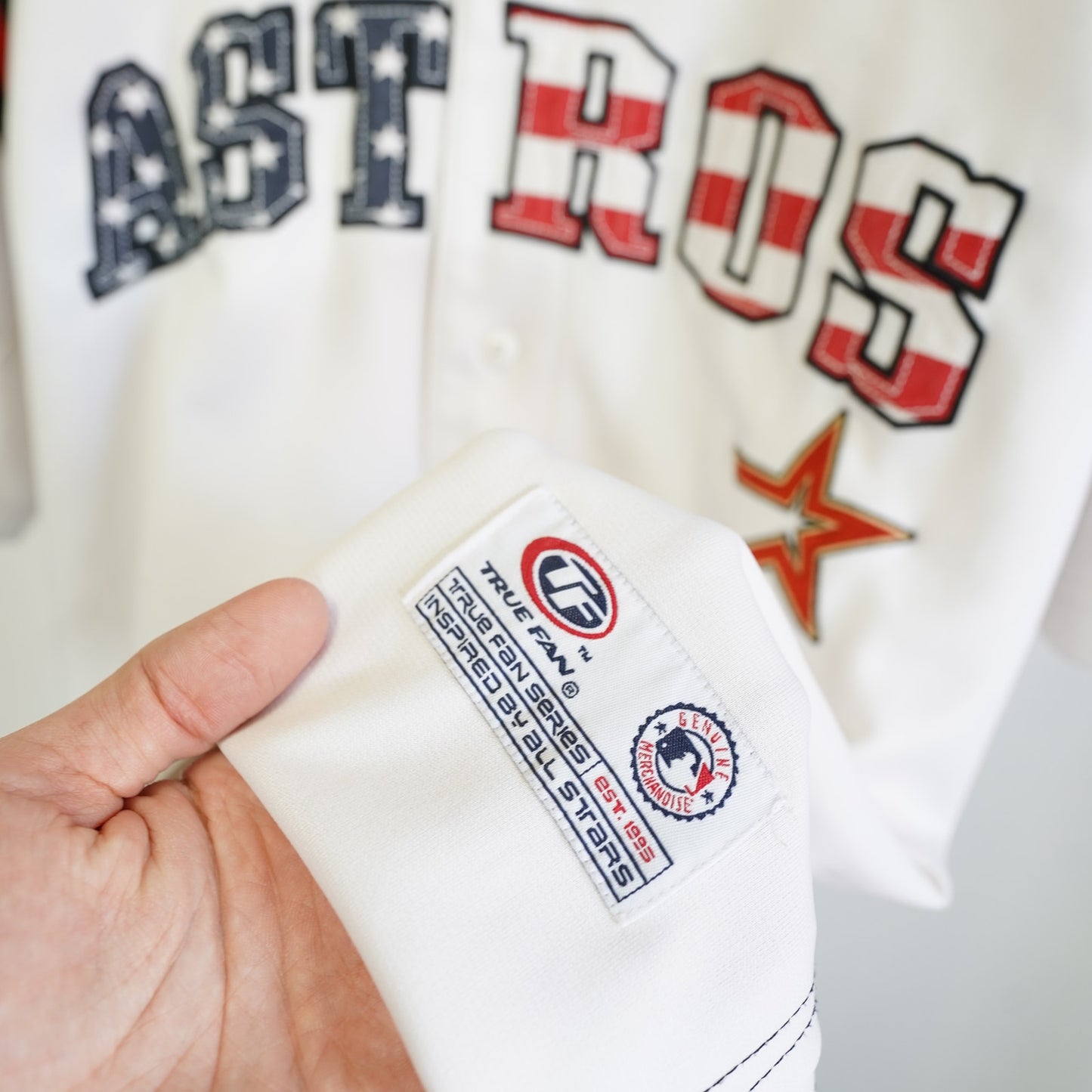 (L) Vintage Houston Astros American Flag Embroidered Baseball Jersey Mens L 4th July