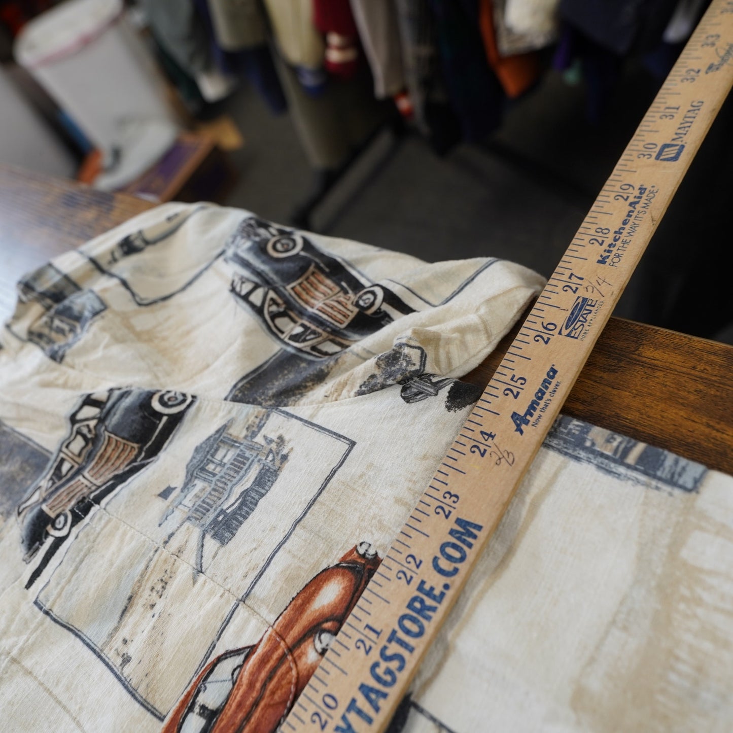 (L) Vintage Clearwater Hawaiian Shirt Men's L Station Wagon White Tropical Surf