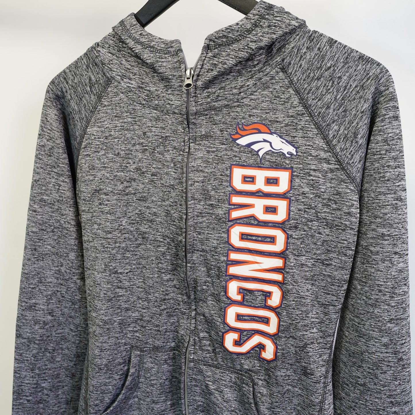 (Women's M) Denver Broncos Team NFL Full Zip Hoodie Women's M Heather Gray Nfl Football
