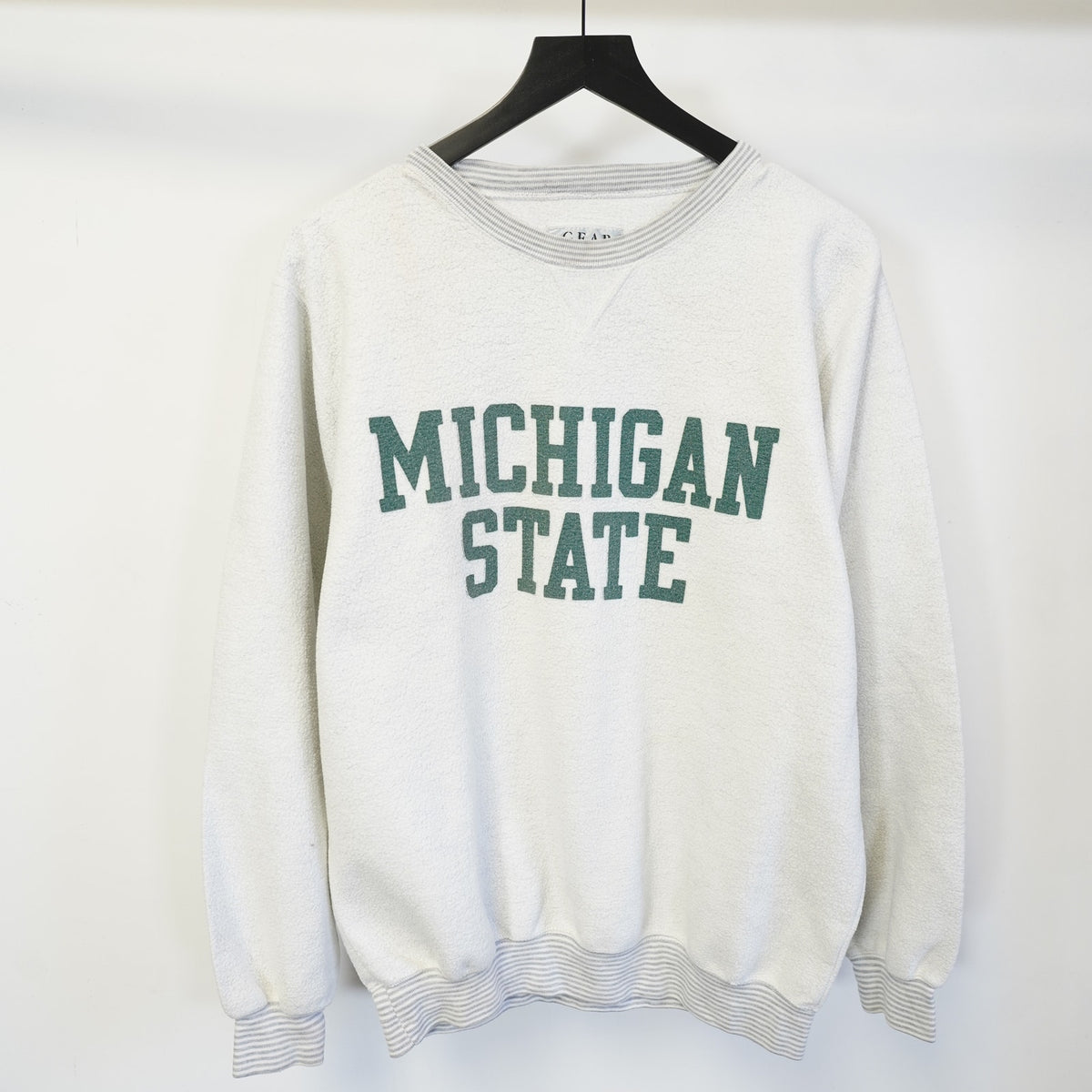 (L) Michigan State Spartans Fleece College Sweatshirt Men's L Gray Retro 90s