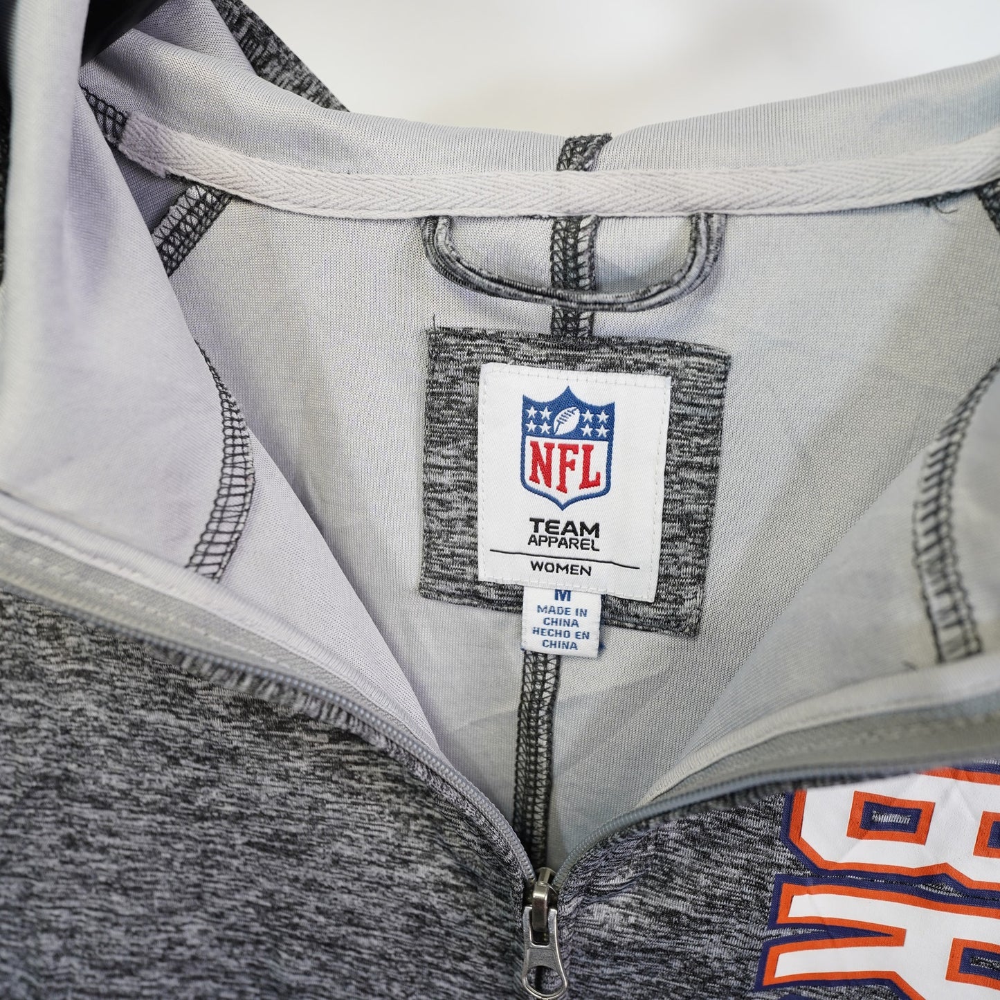 (Women's M) Denver Broncos Team NFL Full Zip Hoodie Women's M Heather Gray Nfl Football