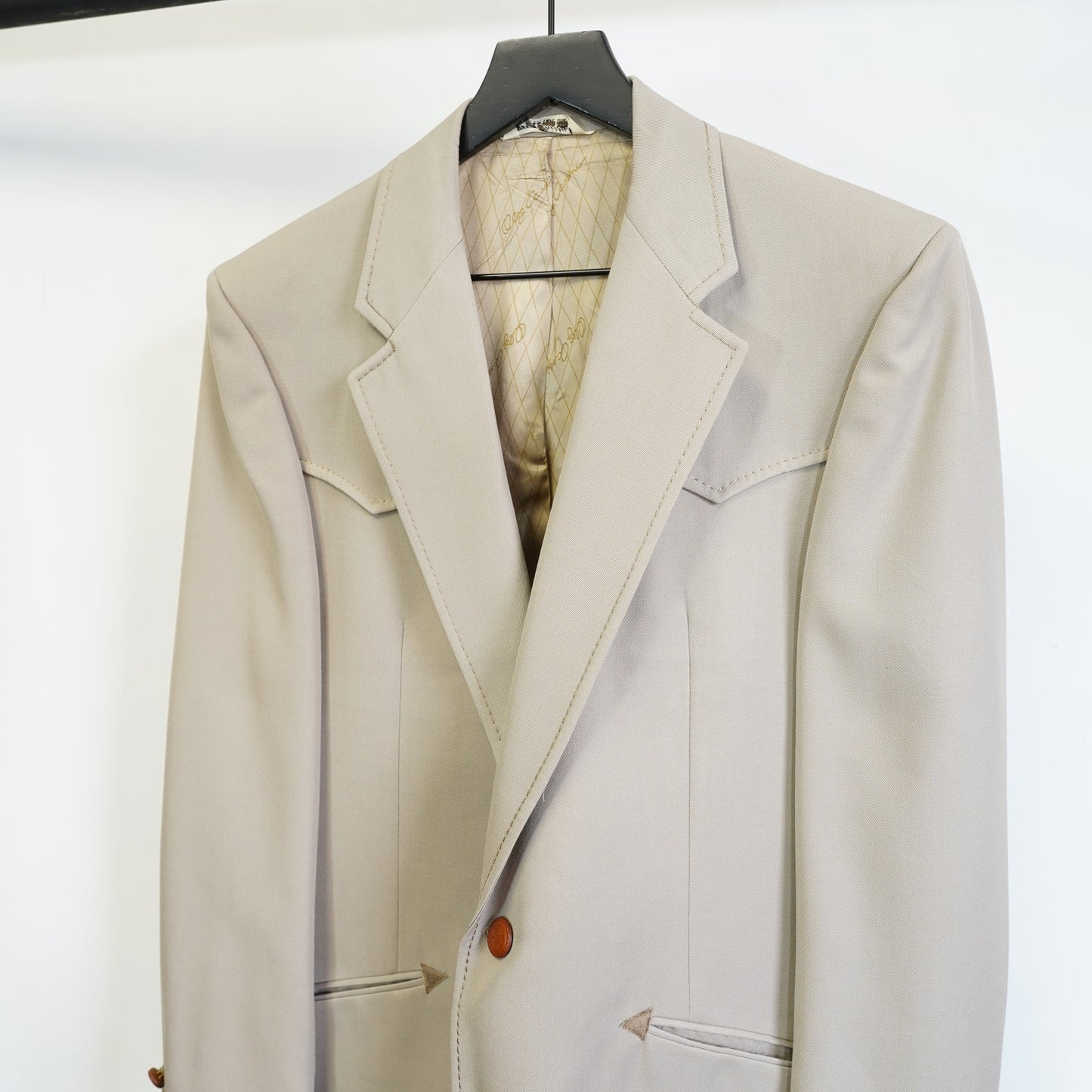 (Men's L) True Vintage Oleg Cassini Western Cowboy Suit Jacket Men's Sz. 42 Tan Blazer 70s