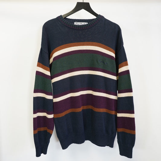 (L) Vintage Bugle Boy 90s Striped Knit Sweater Men's L Multicolored Cotton Preppy
