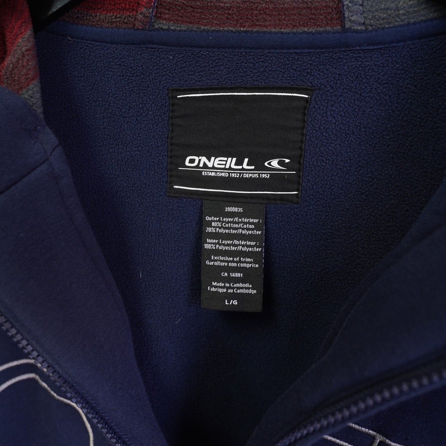 (L) Vintage O'neill Surf & Skate Y2K Full Zip Hoodie Men's L Navy Blue Lined 2000s
