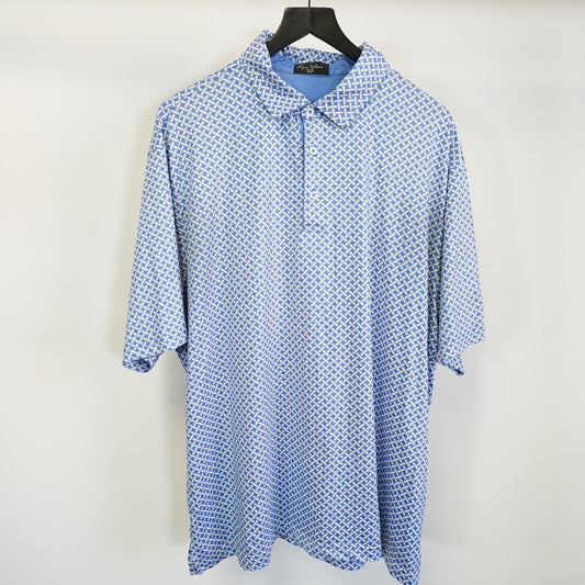 (XL) Byron Nelson Sugar Tree Golf Short Sleeve Polo Shirt Men's Sz XL Blue Pattern