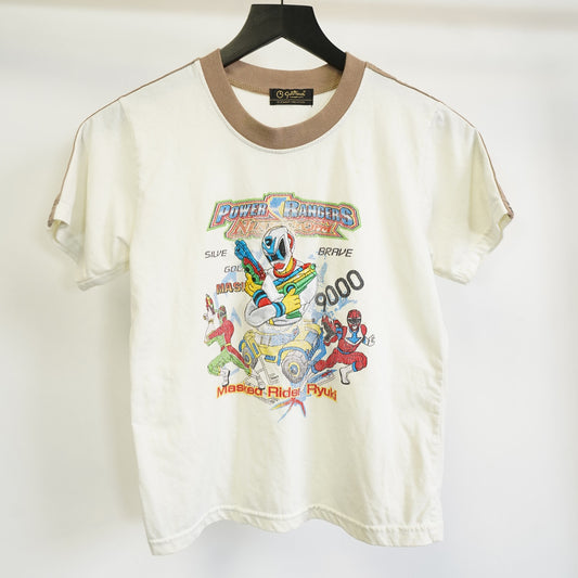 (Youth M) Vintage 90s Power Rangers Embroidered Graphic T-Shirt Kids M Youth White