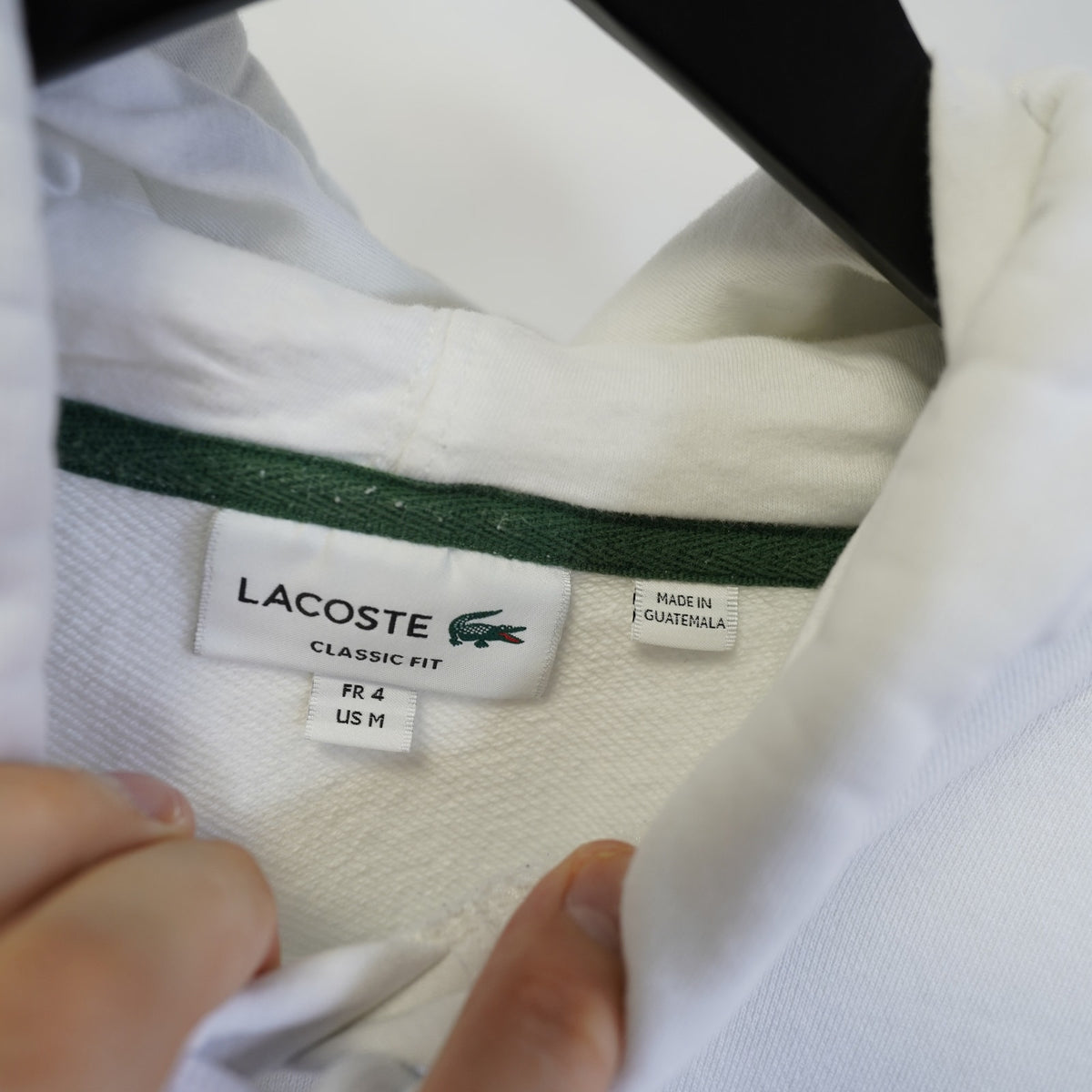 (M) Lacoste Alligator Essential White Jogger Hoodie Men's M White Preppy Casual