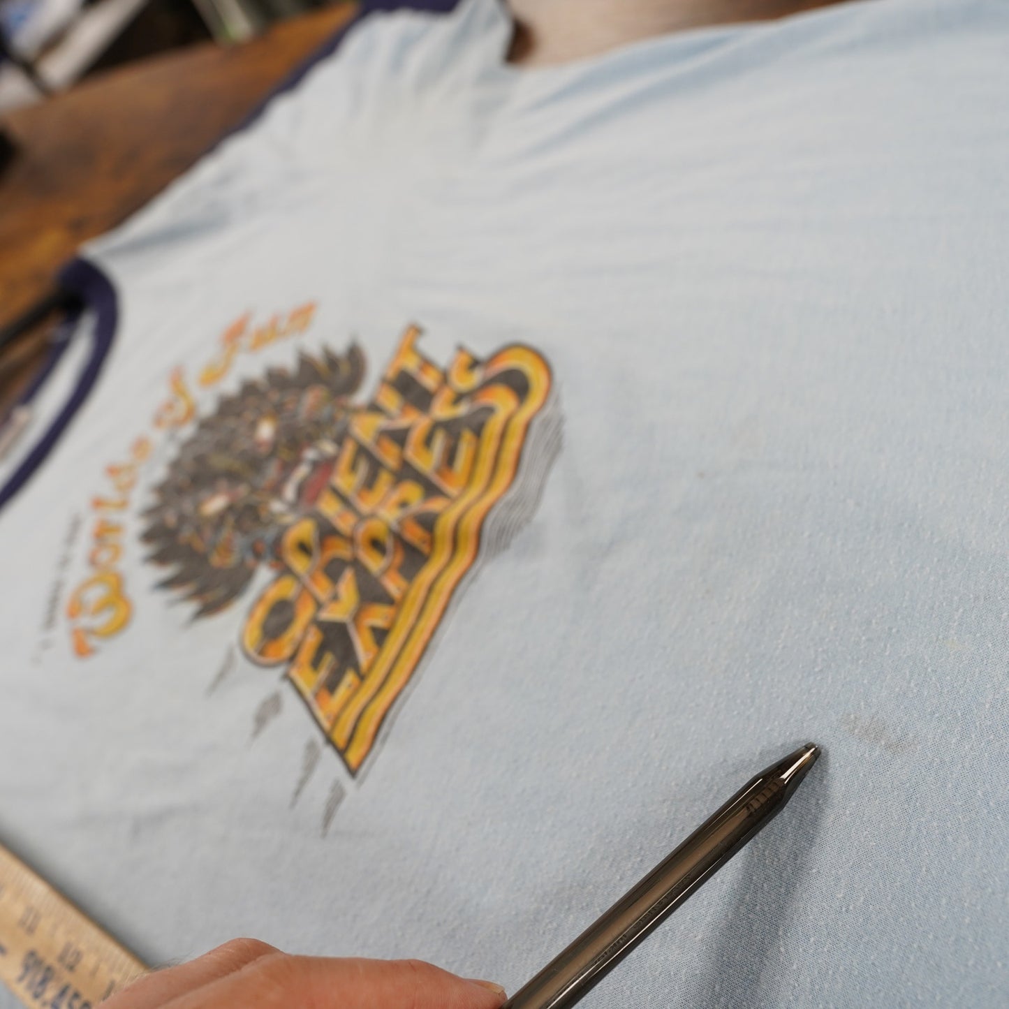 (L) True Vintage Orient Express Japanese 70s Ringer T-Shirt Mens L Single Stitch