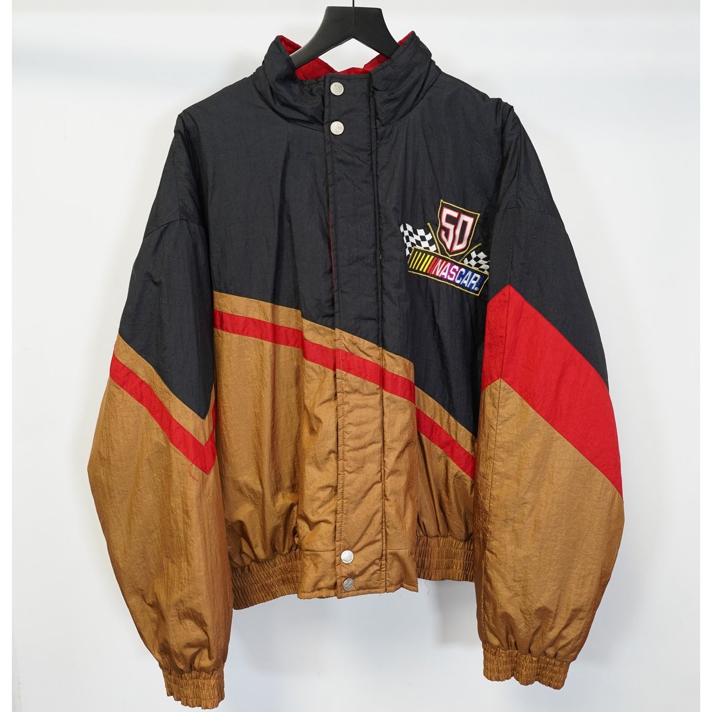 (XL) Vintage Nascar 50th Anniversary Chase Racing Jacket Men's XL 90s Black Gold