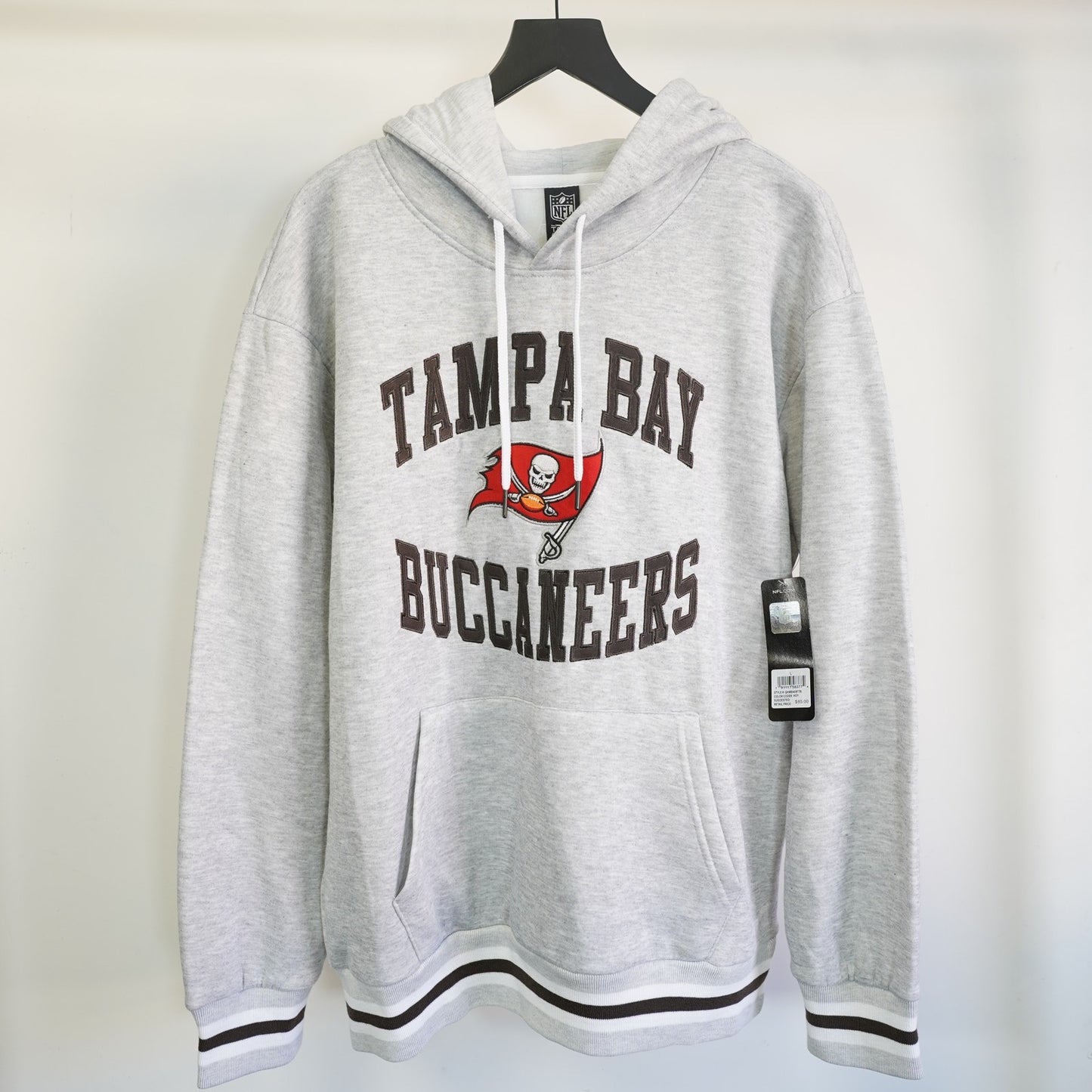 (L) Tampa Bay Buccaneers Sewn Hoodie Men's L Brand New Team Nfl Gray Sweatshirt