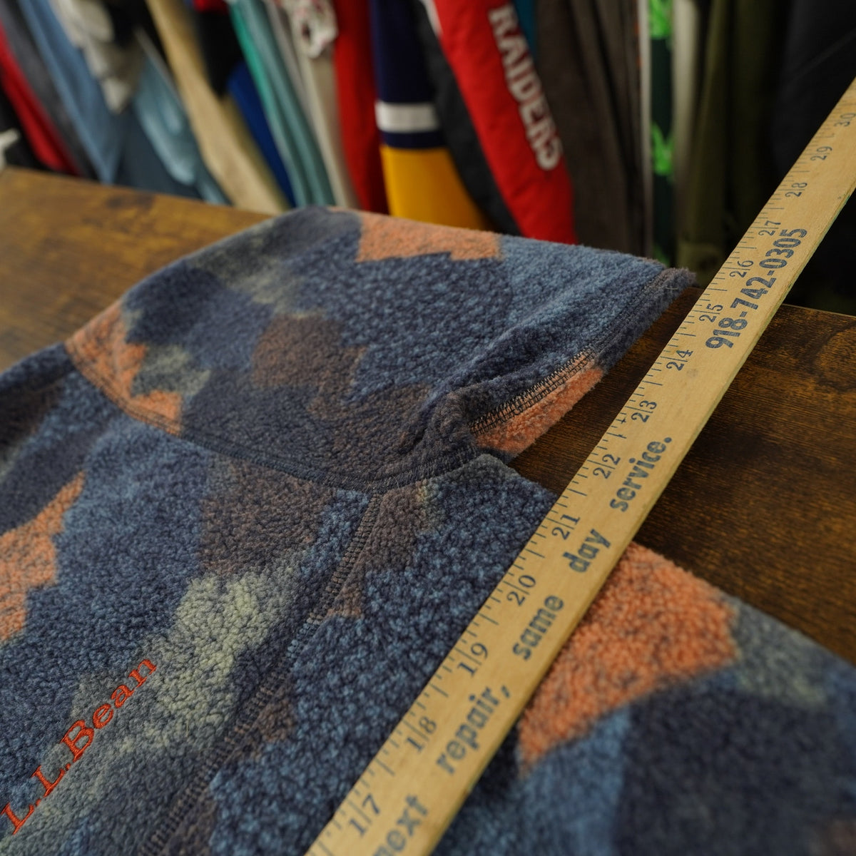 (Women's M) L.L. Bean All Over Print 1/4 Button Snap Fleece Pullover Sweater Retro