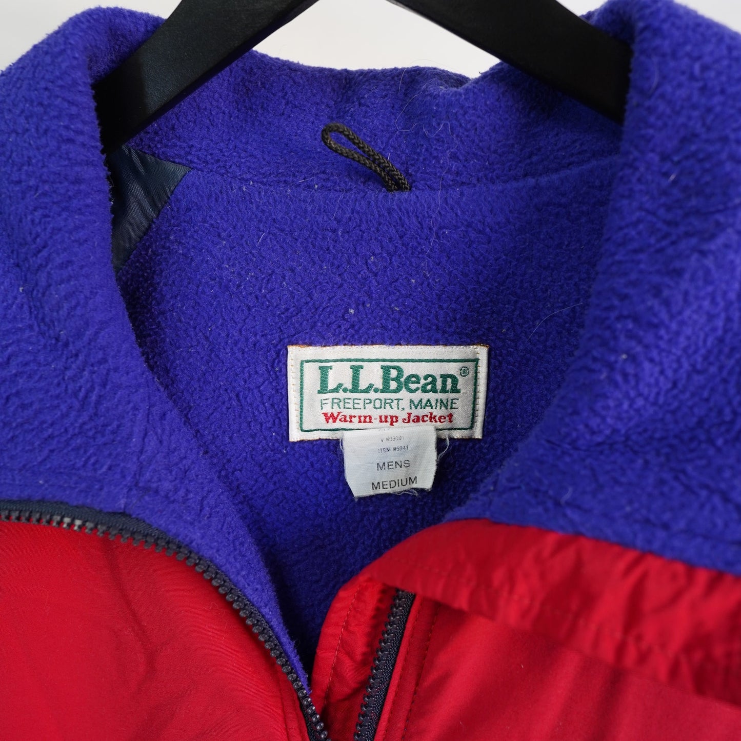 (M) Vintage LL Bean Freeport Maine Fleece Lined 90s Warm Up Red Zip Jacket