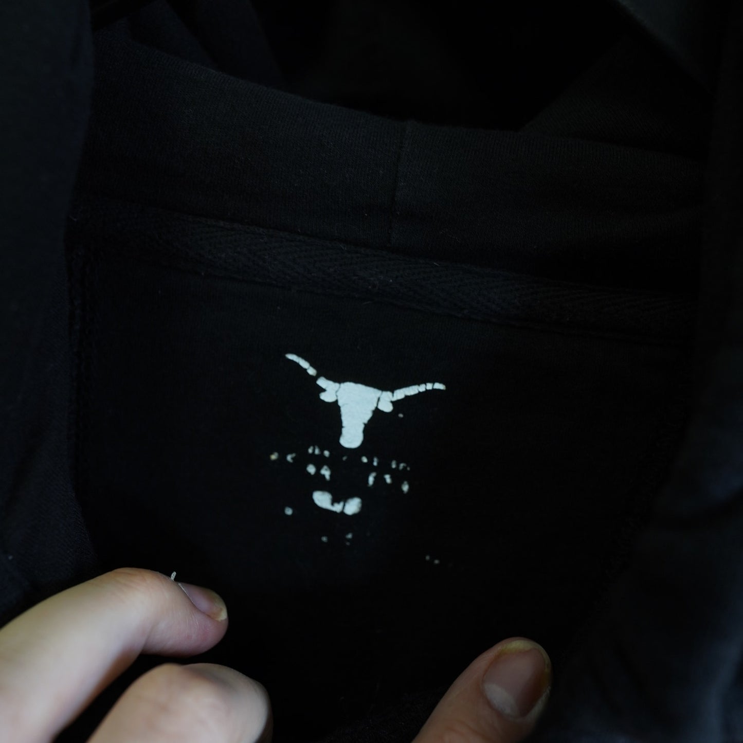 (L) University of Texas Longhorns Embroidered Hoodie Men's L Black Sewn UT