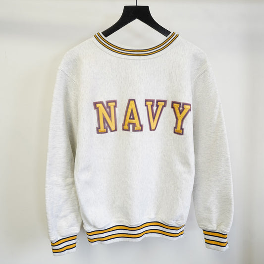 Vintage 1980s US Navy Embroidered Reverse Weave Sweatshirt Men's L Gray Retro