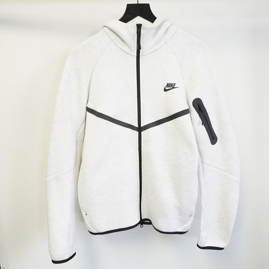(M) Nike Tech Fleece Full-Zip Hoodie Men's M White Light Gray Black