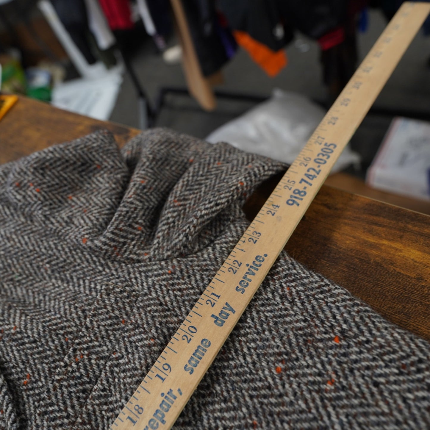(L 46R) Hardy Amies Aberdeen Tweed Crombie Scotland Wool Blazer Jacket Men's Size L 46 R