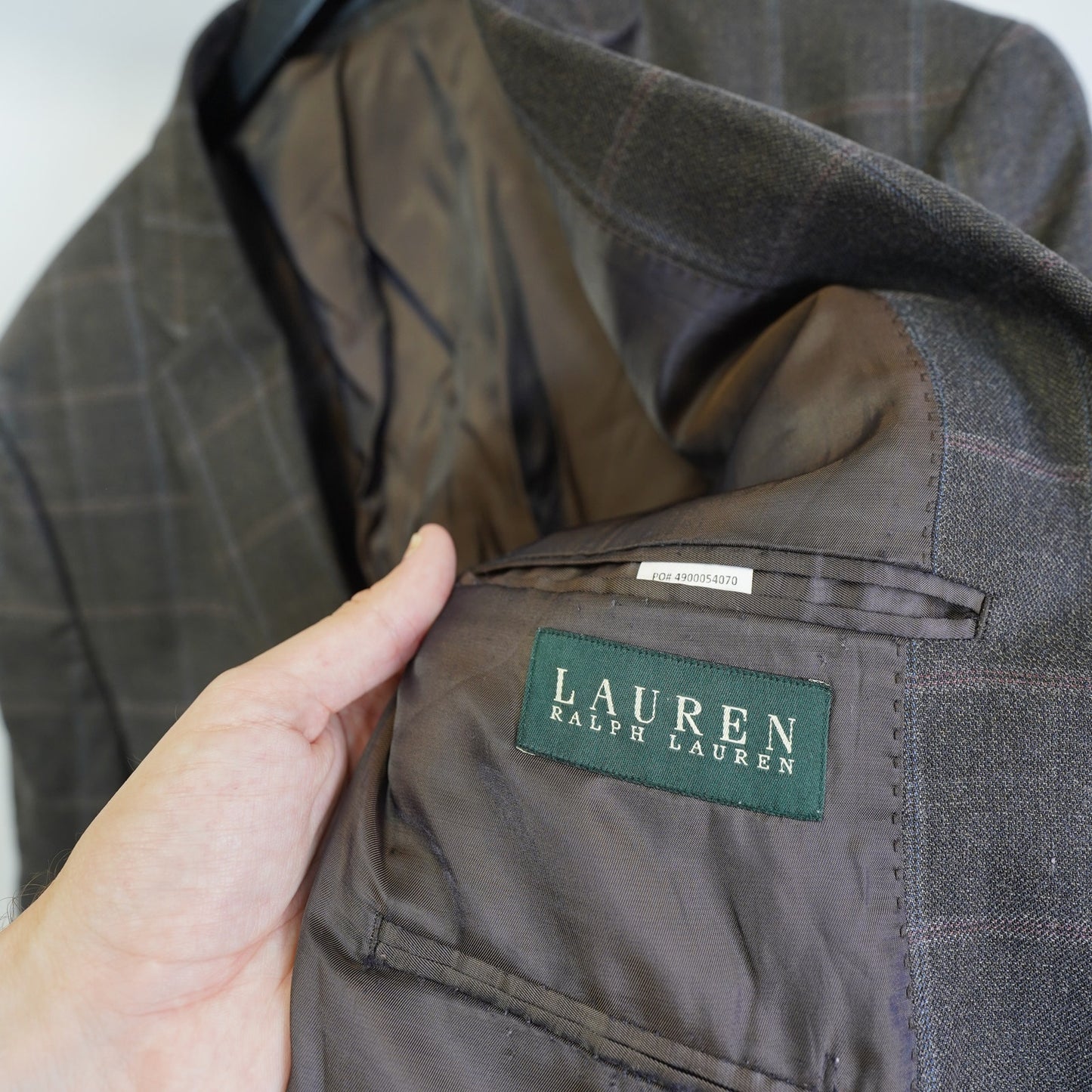 (Sz. 44) Lauren Ralph Lauren Vintage Plaid Blazer Suit Jacket Men's 44S Brown Sportcoat