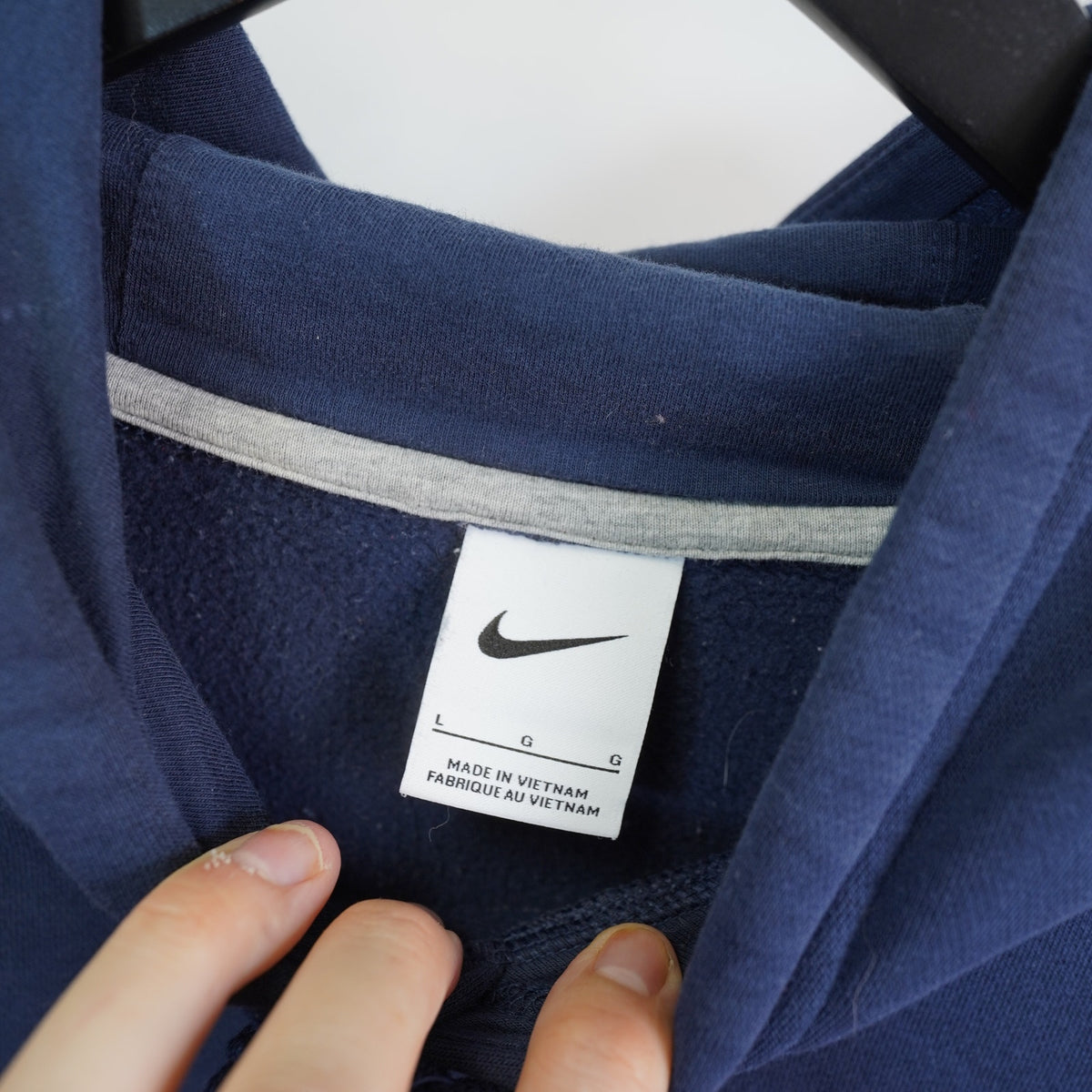 (L) Nike Syracuse Orange Script Retro Pullover Hoodie Men's L Navy Blue Y2K