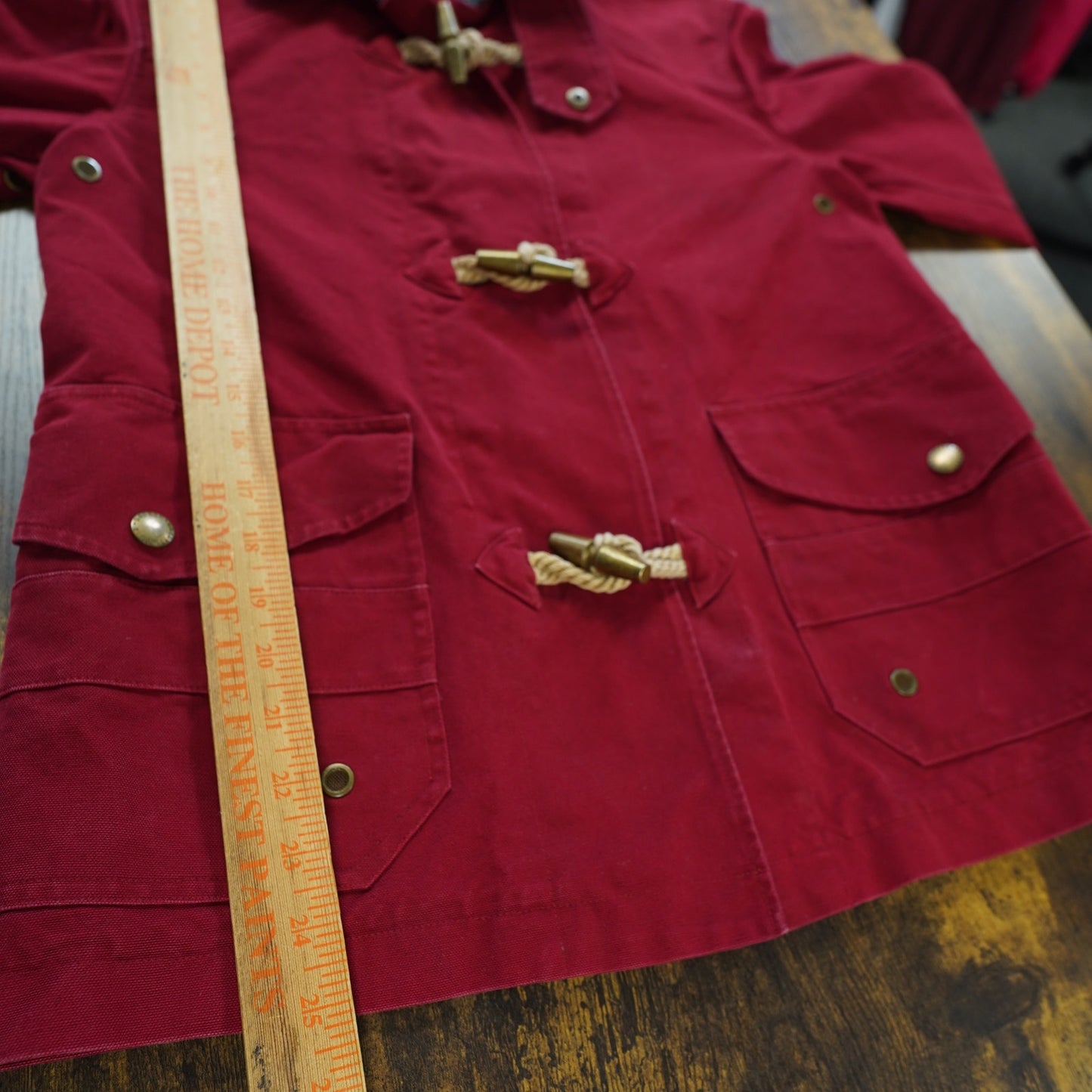 (Women's S) Lauren Ralph Lauren Canvas Fireman's Peacoat Jacket Red Preppy