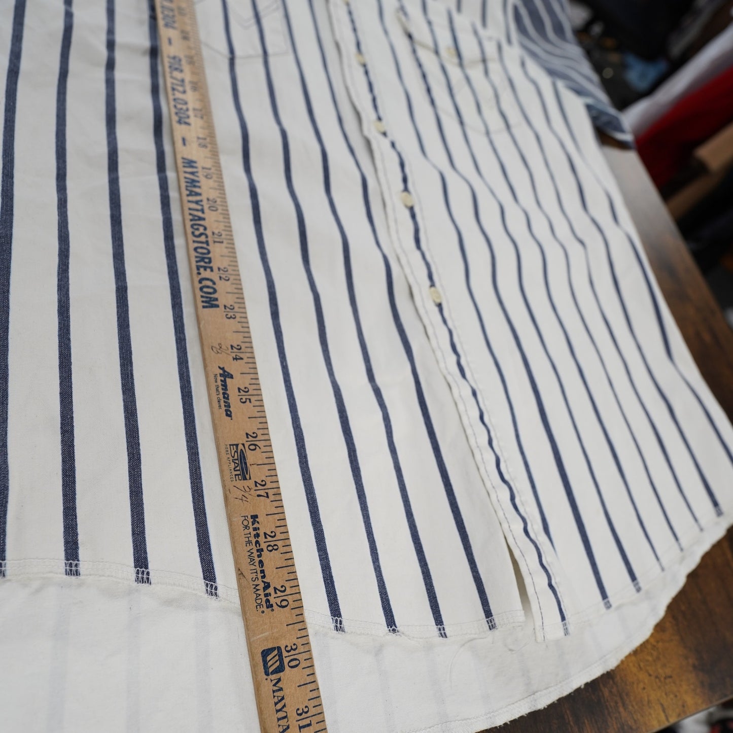 (L) Vintage Wrangler Brushpopper Western Striped Button Up Men's 16.5-35 Large White