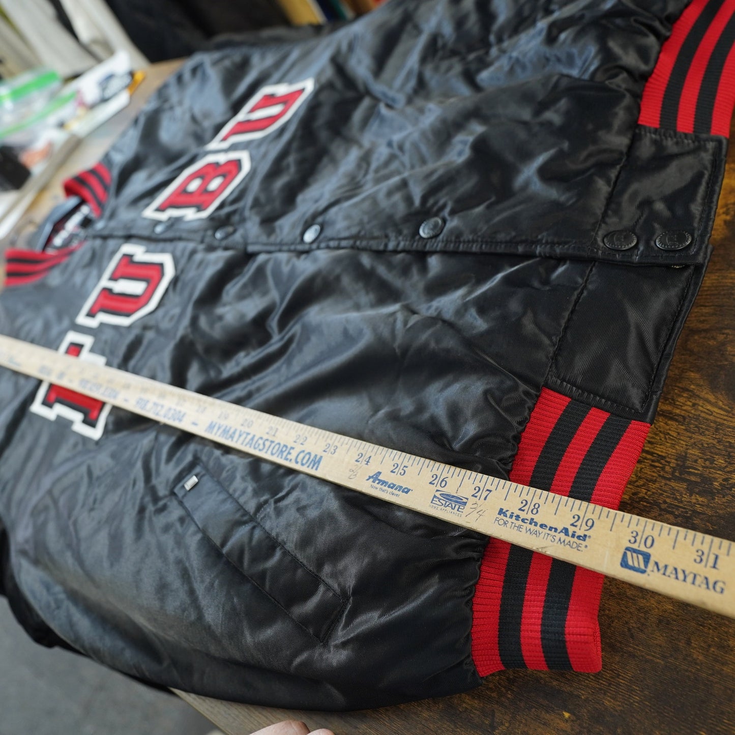 (XL) Vintage Fubu Embroidered Satin Bomber Jacket Men's XL Black Y2K Hip Hop 2000s