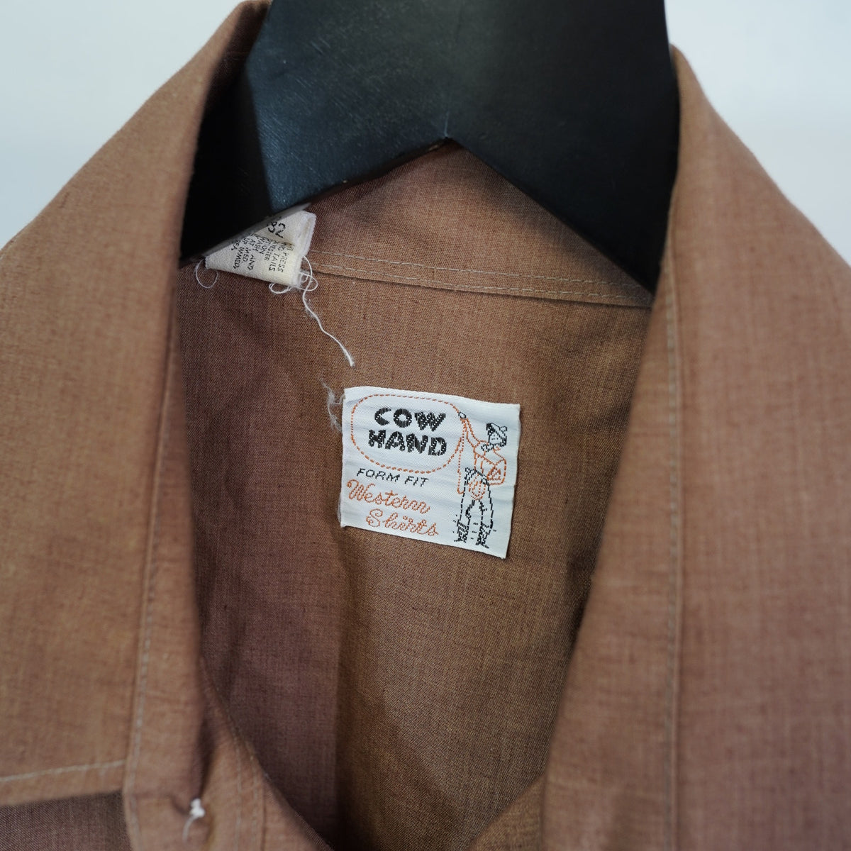 (L) True Vintage 1970s Pearl Snap Wide Collar Western Button Up Men's L Brown Long