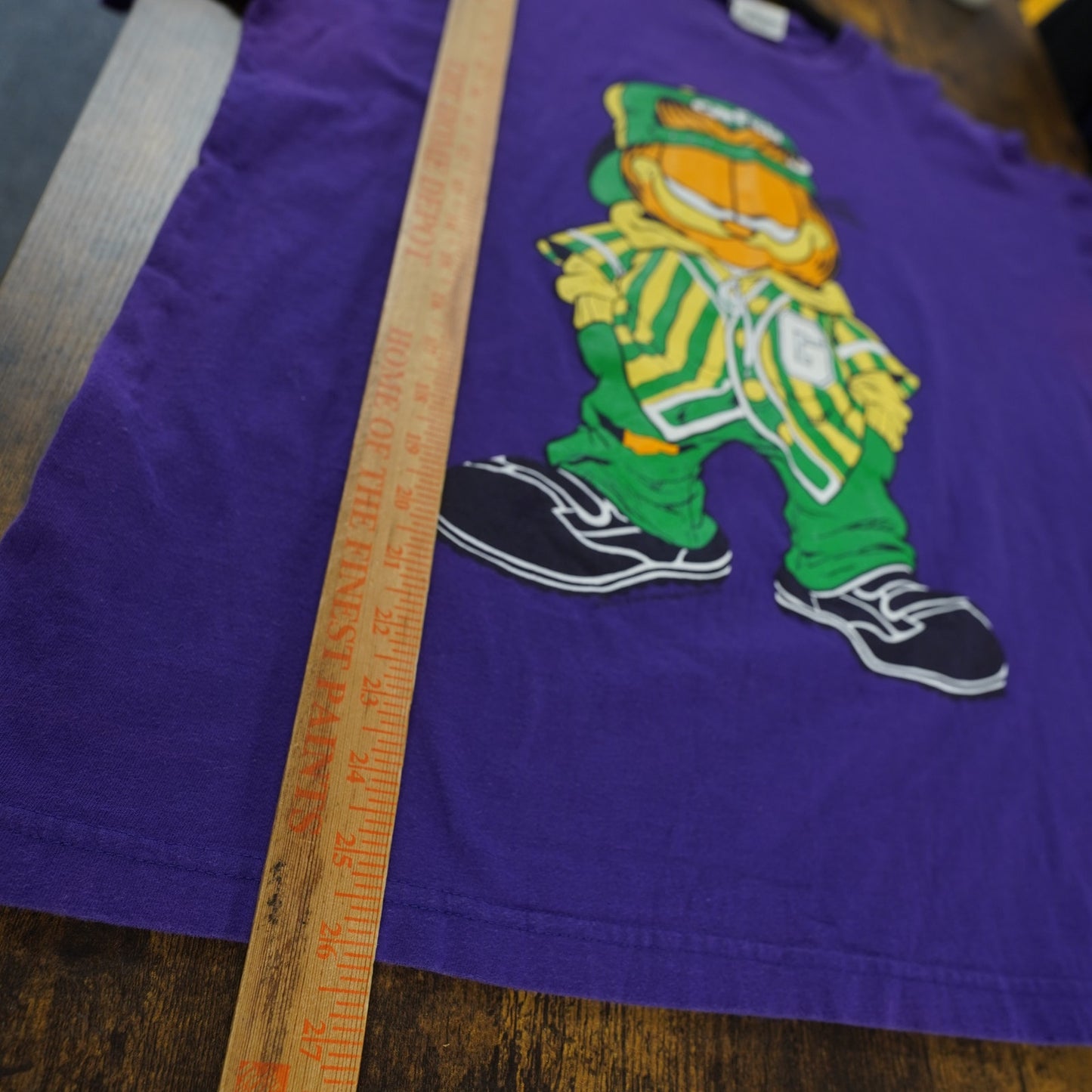 (XL) Vintage Garfield 90s Single Stitch Cartoon Hip Hop T-Shirt Men's XL Purple