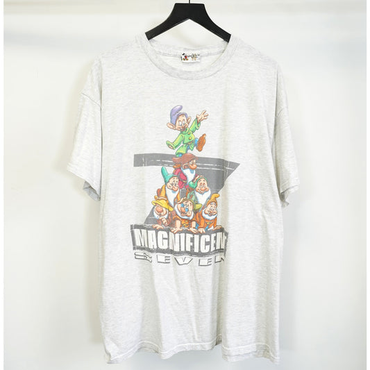 (XL) Vintage Magnificent Seven Dwarfs Snow White Disney T-Shirt Men's XL Gray 90s