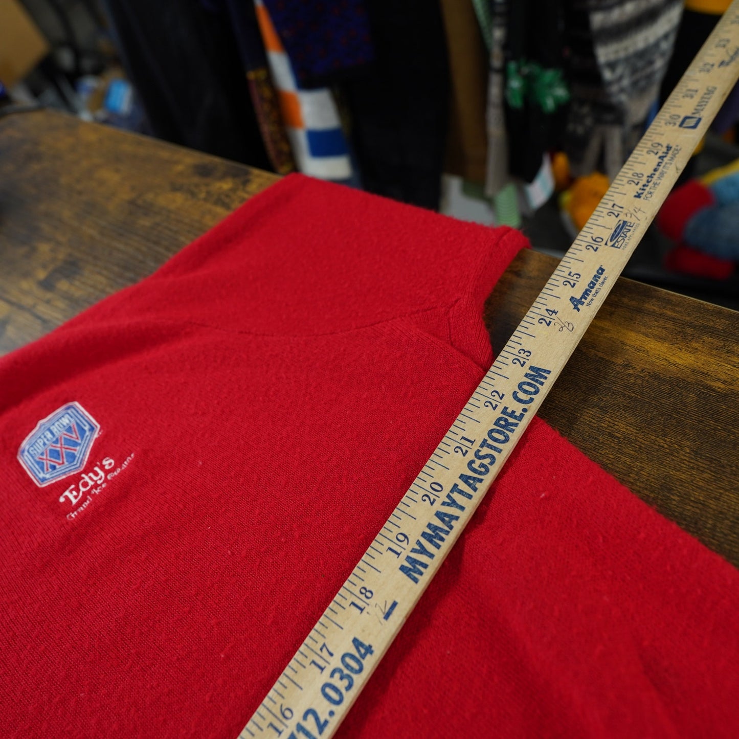 (L) Vintage Superbowl 25 King Louie Red V-Neck Knit Sweater Men's L 90s Retro NFL