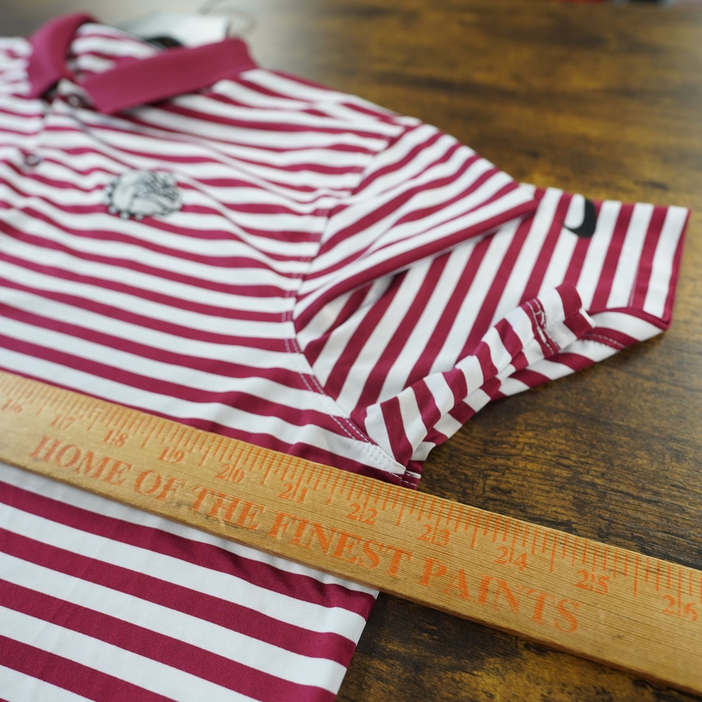 (L) Mississippi State Bulldogs Nike Golf Striped Polo Shirt Men's L DriFit Red White