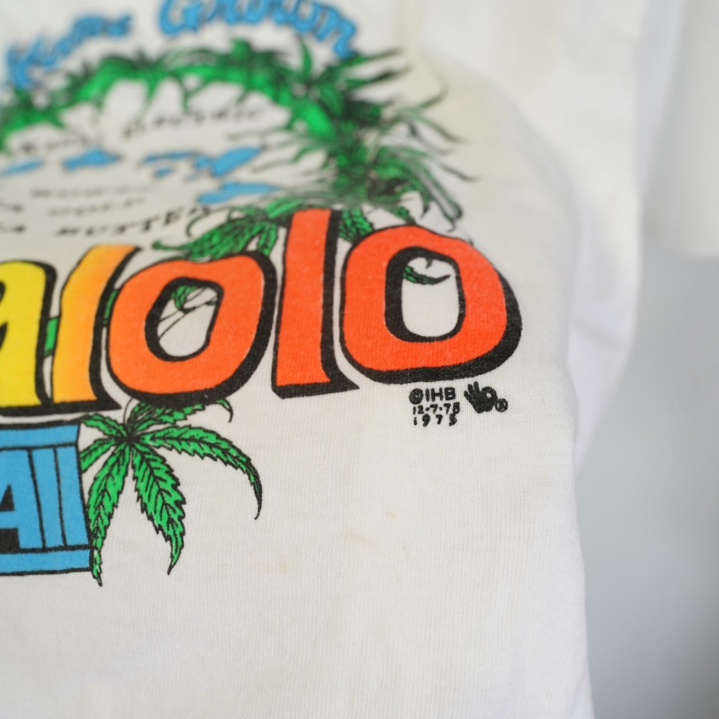 (L) Vintage Pakalolo Hawaiian Weed Cannabis Hemp Marijuana T-Shirt Mens L White Drug