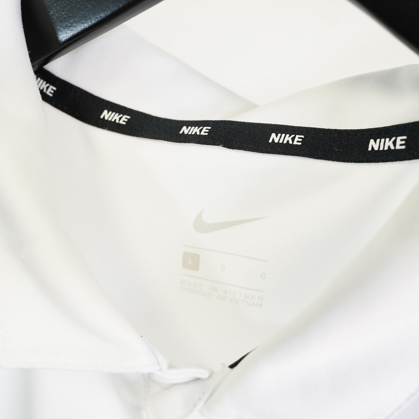 (L) Nike US Army Black Night Performance Polo Shirt Men's L Black White Striped