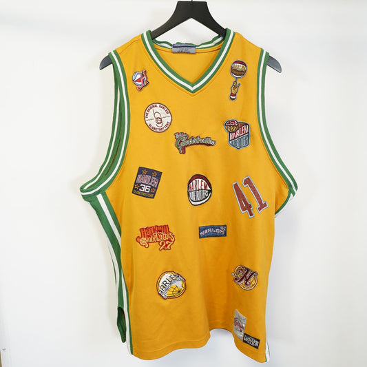 (L) Vintage Fubu Platinum Harlem Globtrotters Patch Basketball Jersey Men's L Yellow