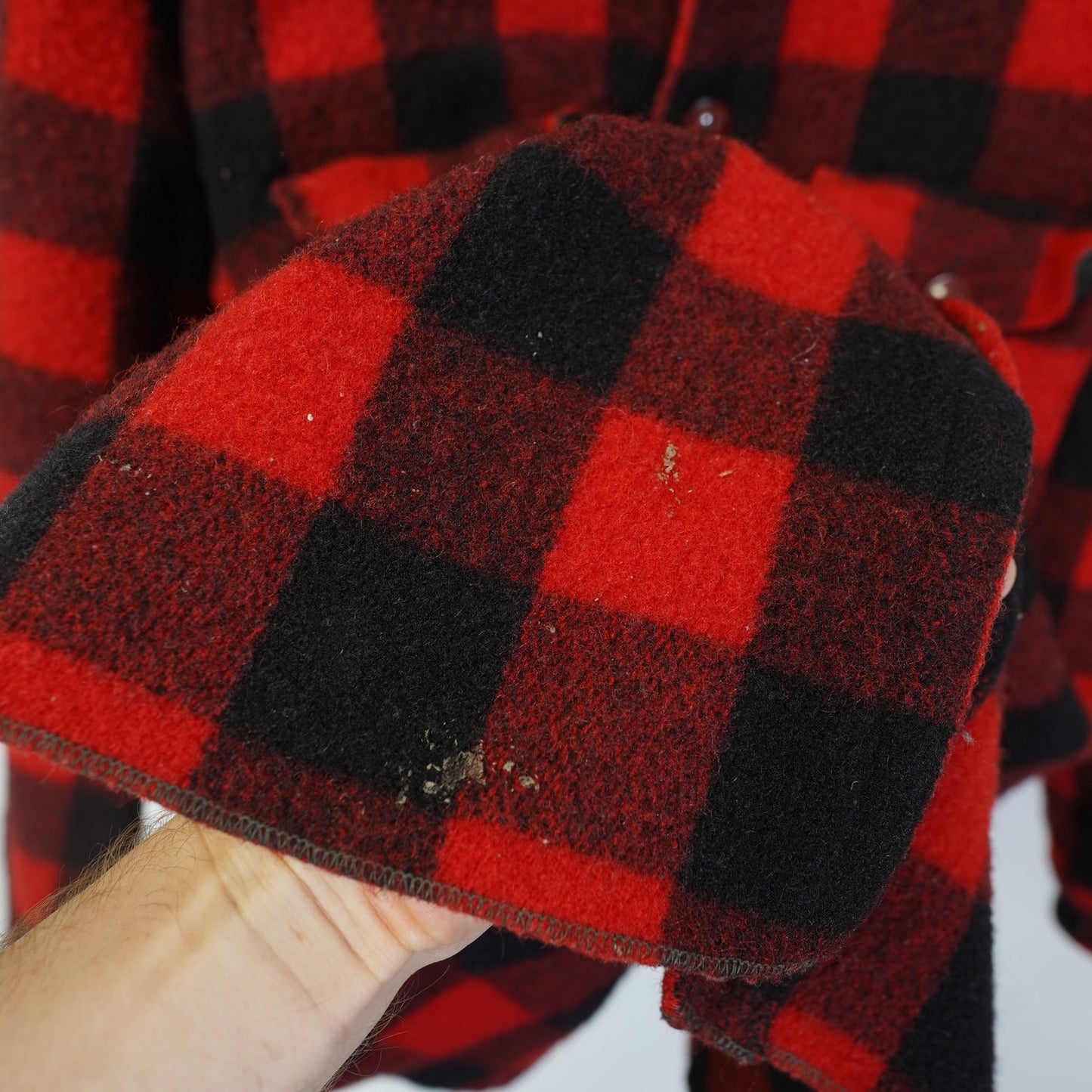 (M) True Vintage Woolrich Buffalo Plaid Wool Button Up Shirt Jacket Size M 50s Red