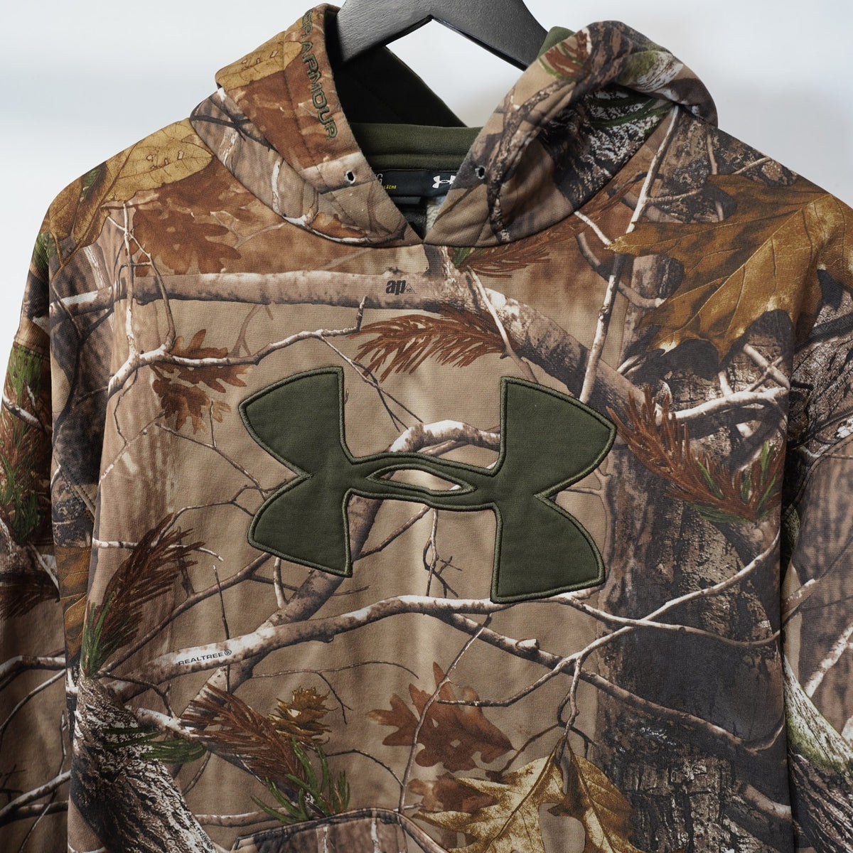 (L) Under Armour Camo Rival Fleece Hunting Hoodie Men's L Green Pullover Hiking