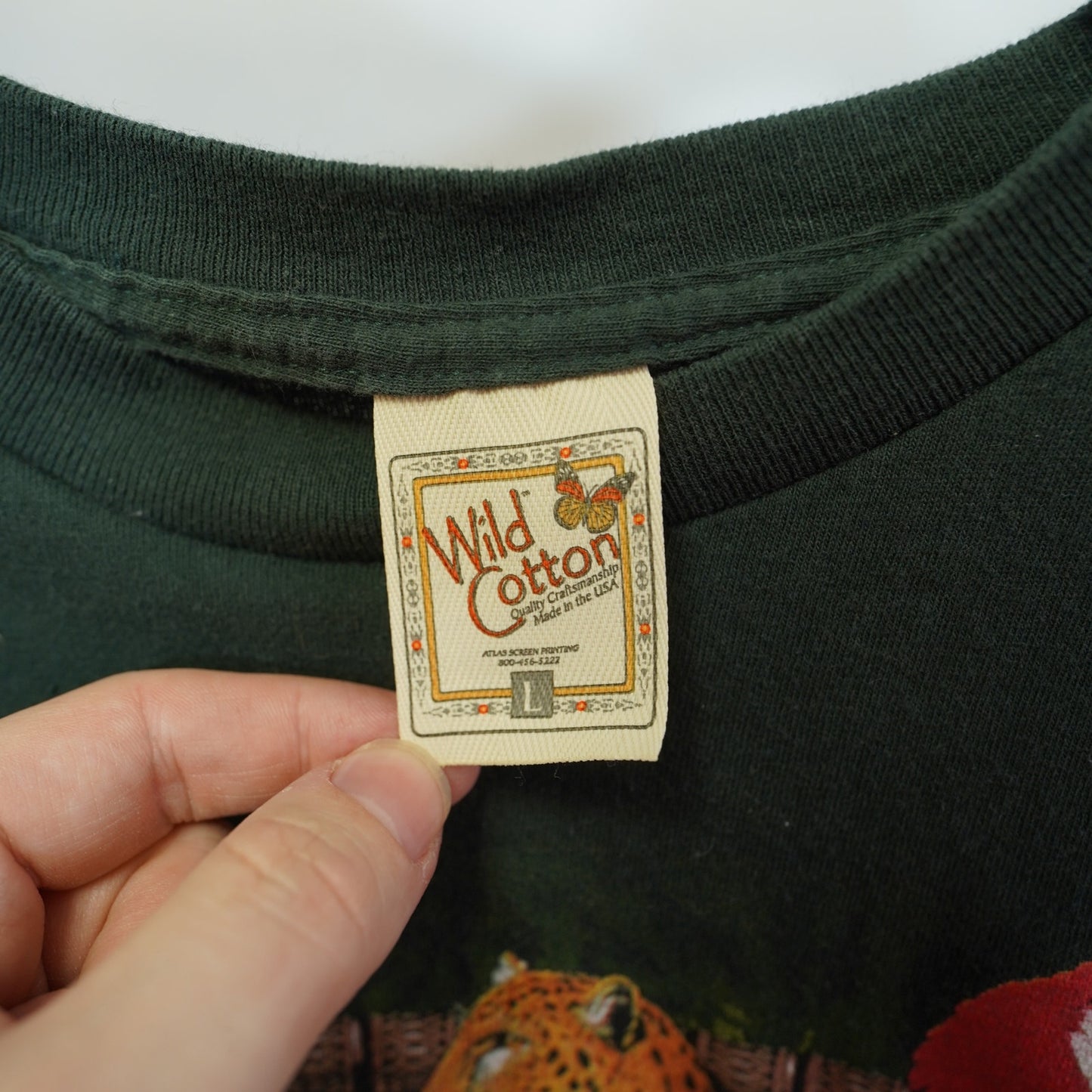 (L) Vintage Wild Cotton Rainforest Single Stitch Nature T-Shirt Men's L Green Animal