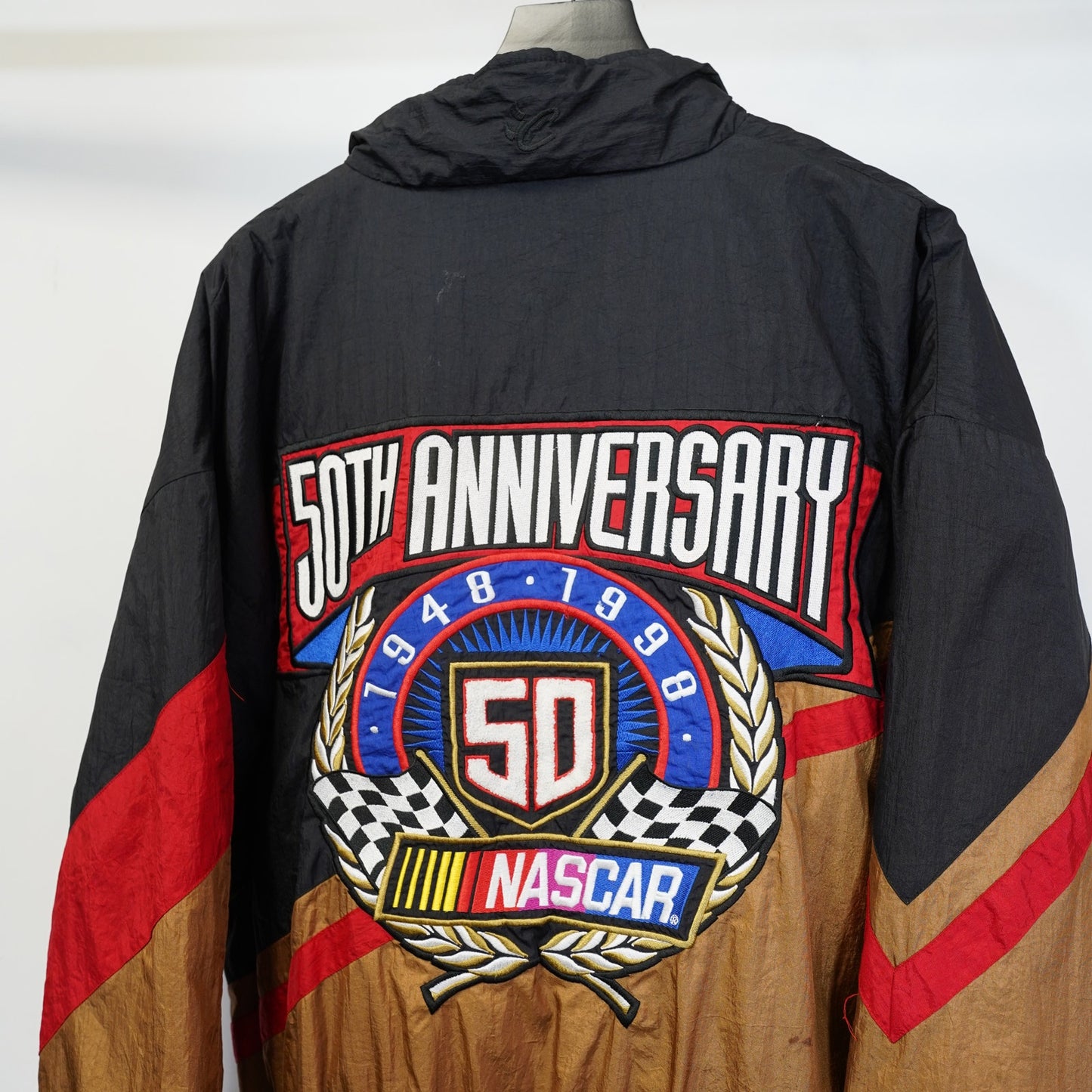 (XL) Vintage Nascar 50th Anniversary Chase Racing Jacket Men's XL 90s Black Gold