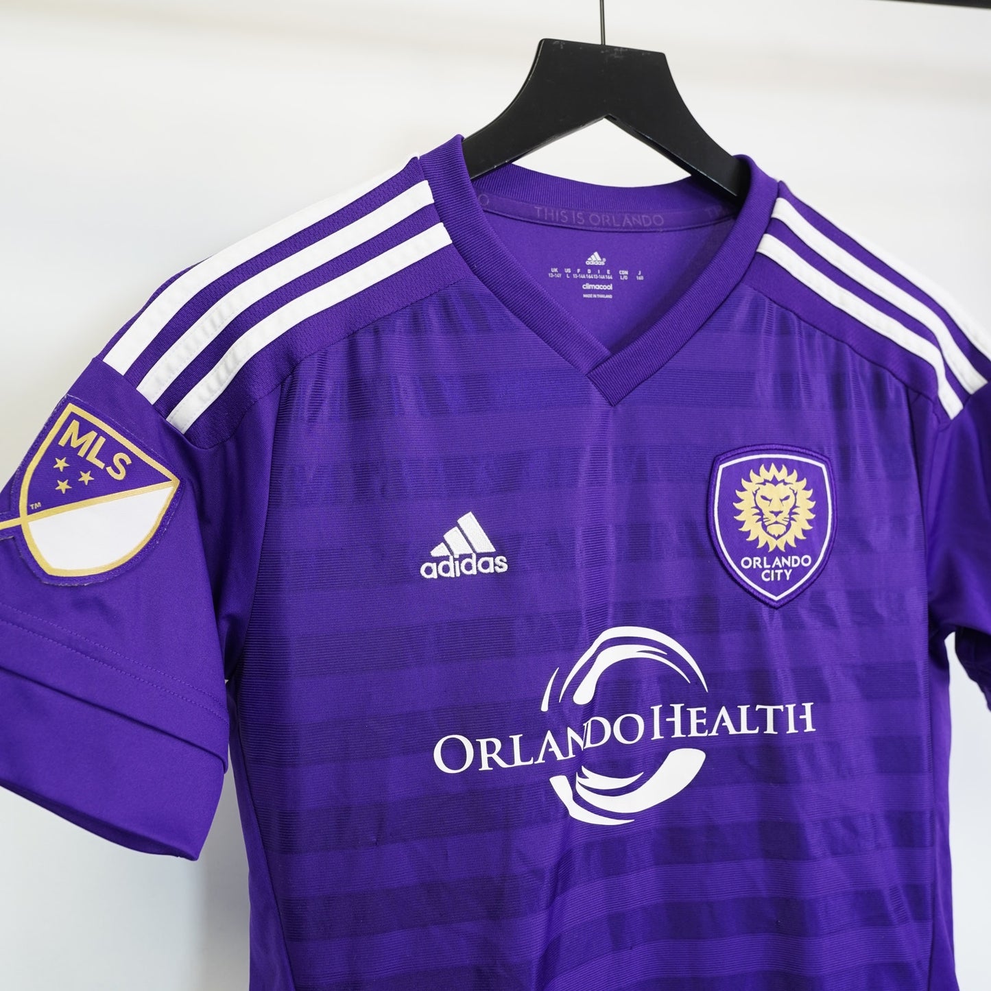 (Youth L) Adidas Orlando City SC Home Soccer Jersey Youth L Kids Purple Futbol MLS 2015-16