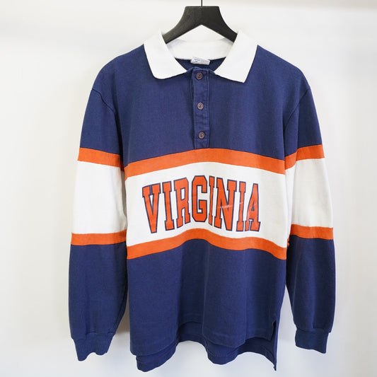 (L) Vintage Virginia Cavaliers Nutmeg Mills Long-Sleeve Rugby Polo Shirt Men's L 90s