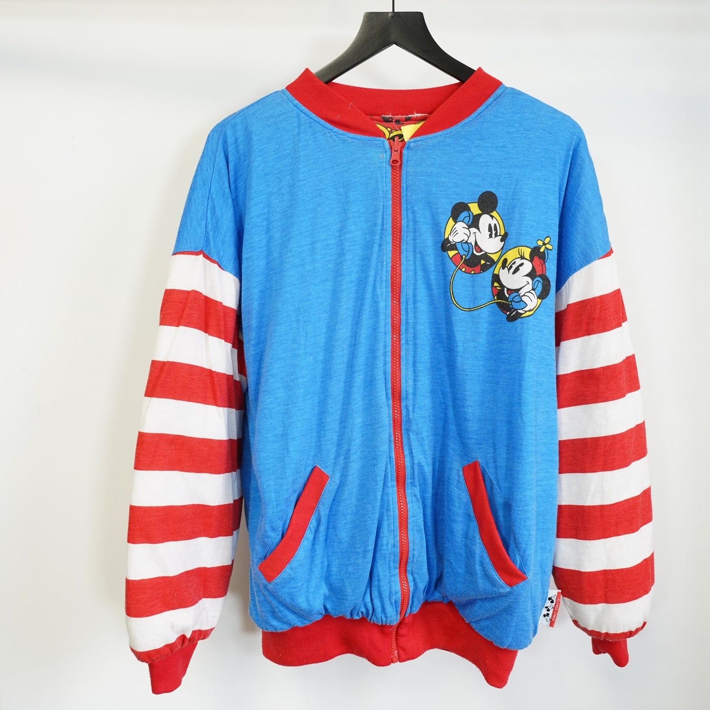 (L) Vintage Mickey & Co Minnie Mouse Disney Reversible Jacket Men's L AOP 90s Blue